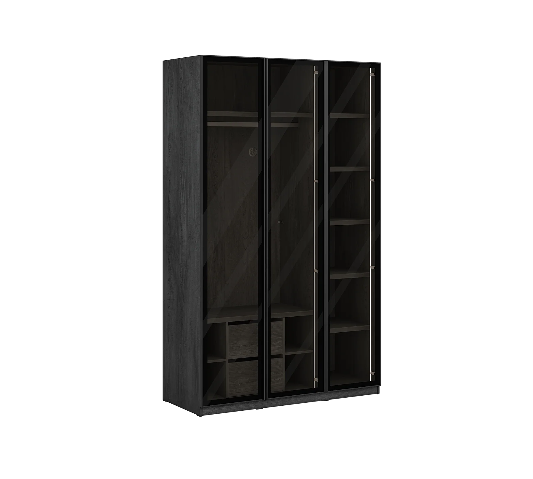 Модулен гардероб «Black» - 4 модула, стъклени врати, със защита против преобръщане и вентилация