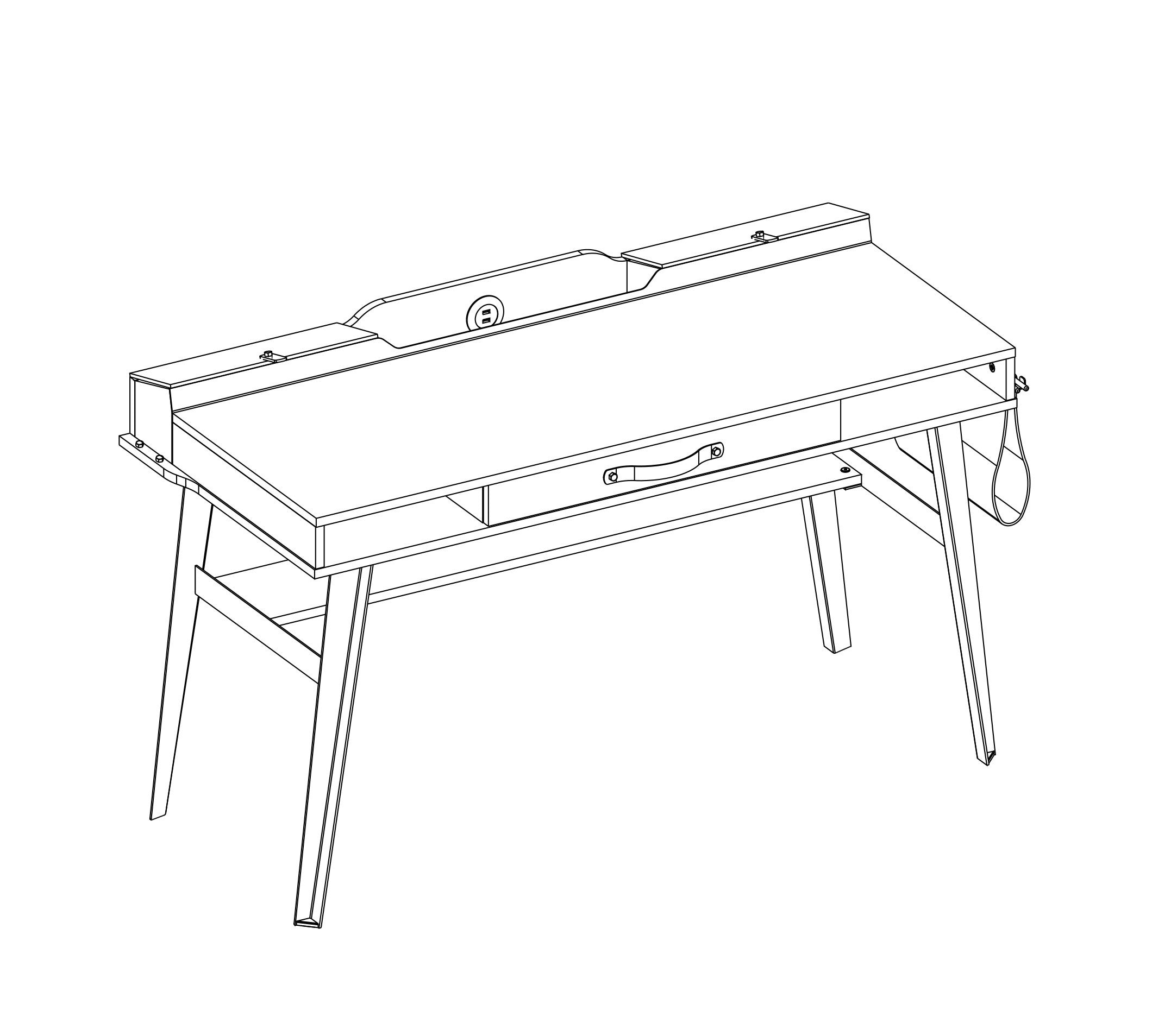 Бюро «Dark Metal» с USB зарядна станция, размер 134x80x62