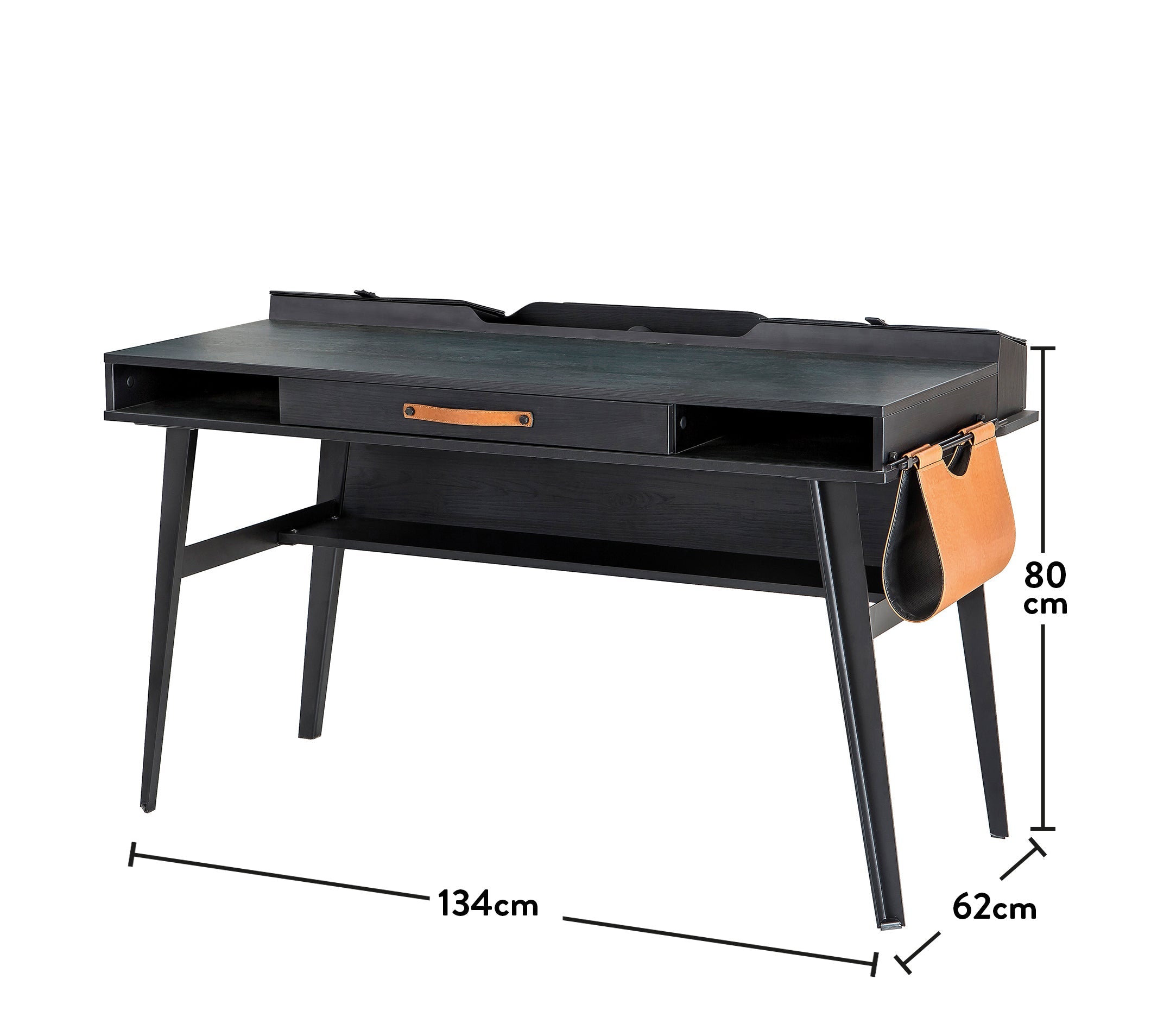 Бюро «Dark Metal» с USB зарядна станция, размер 134x80x62