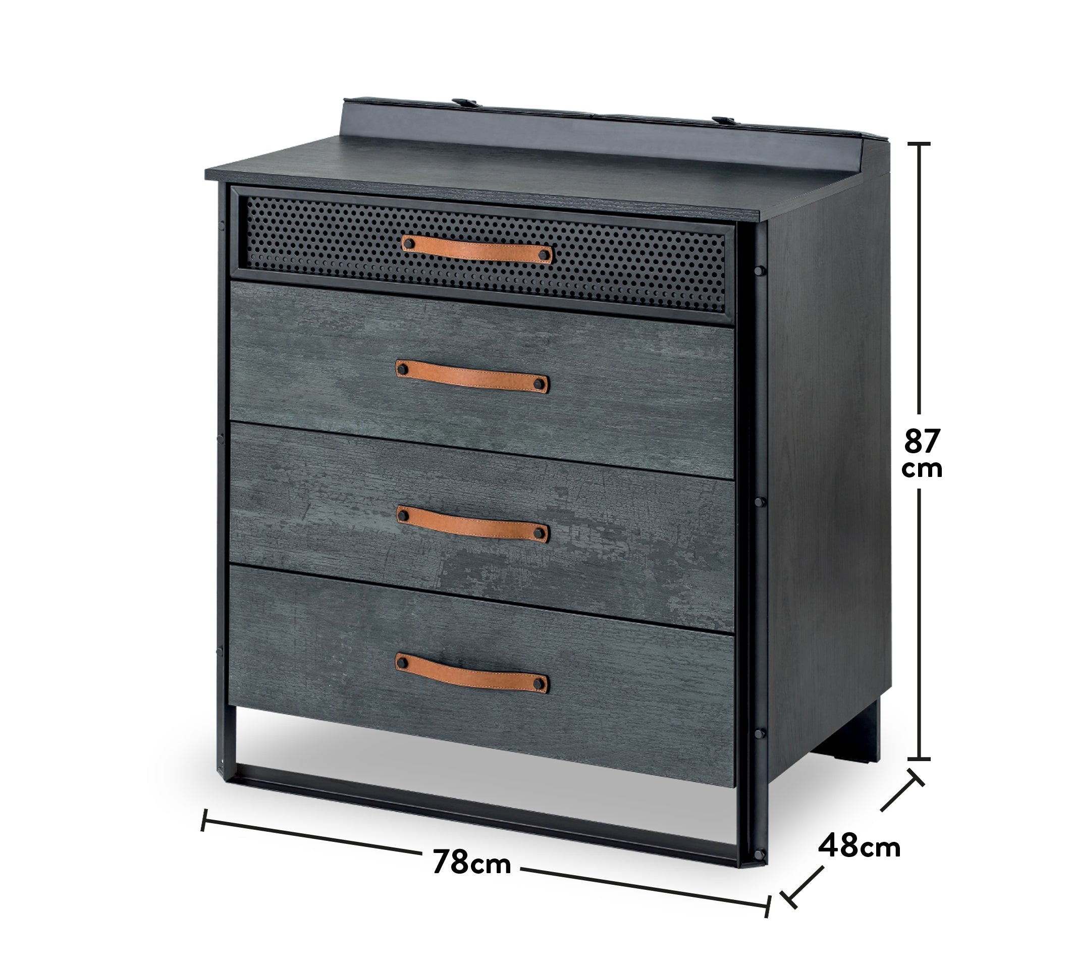 Скрин «Dark Metal» с четири чекмеджета, размер 78х87х48см