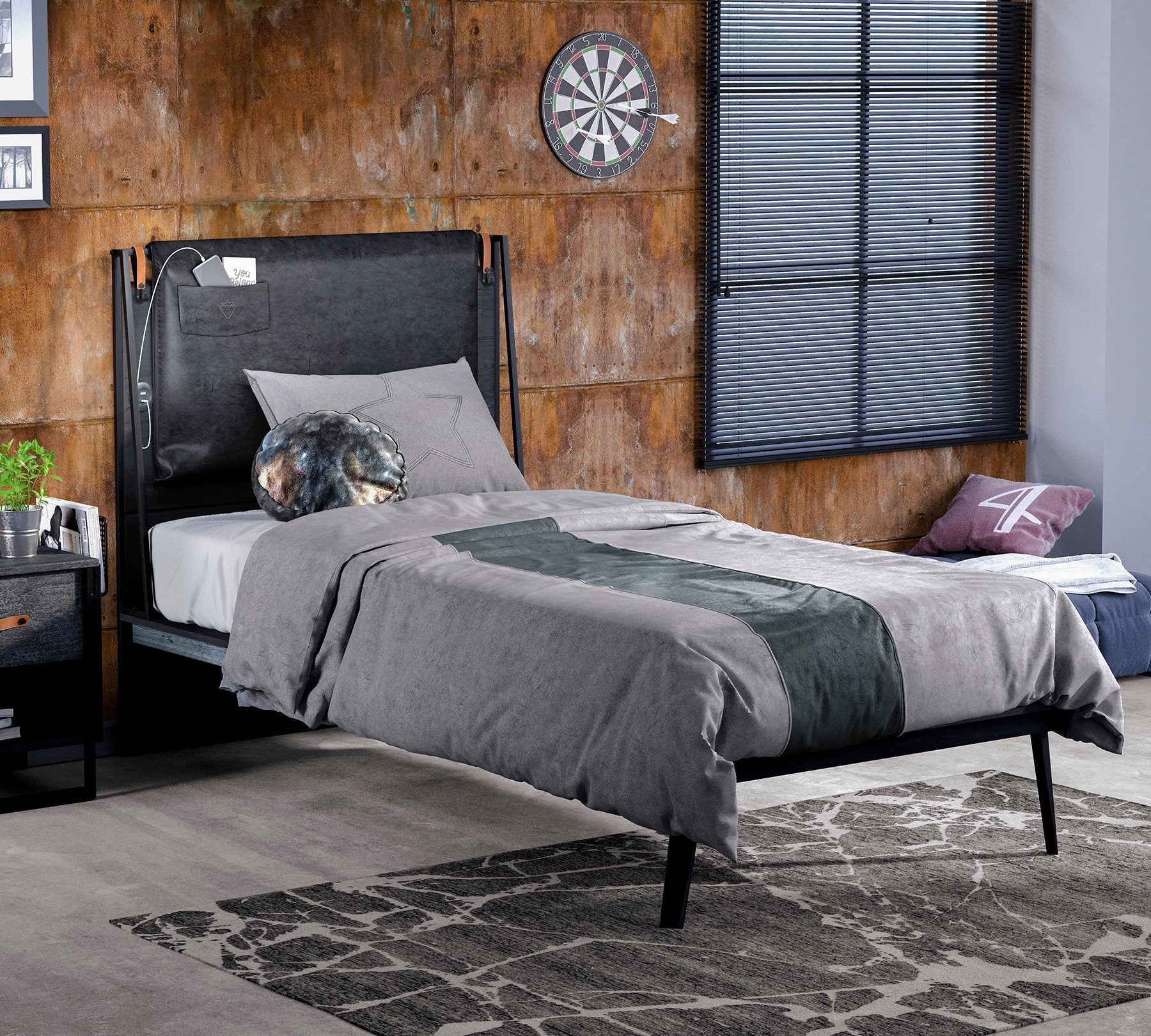 Табла за легло «Dark Metal»