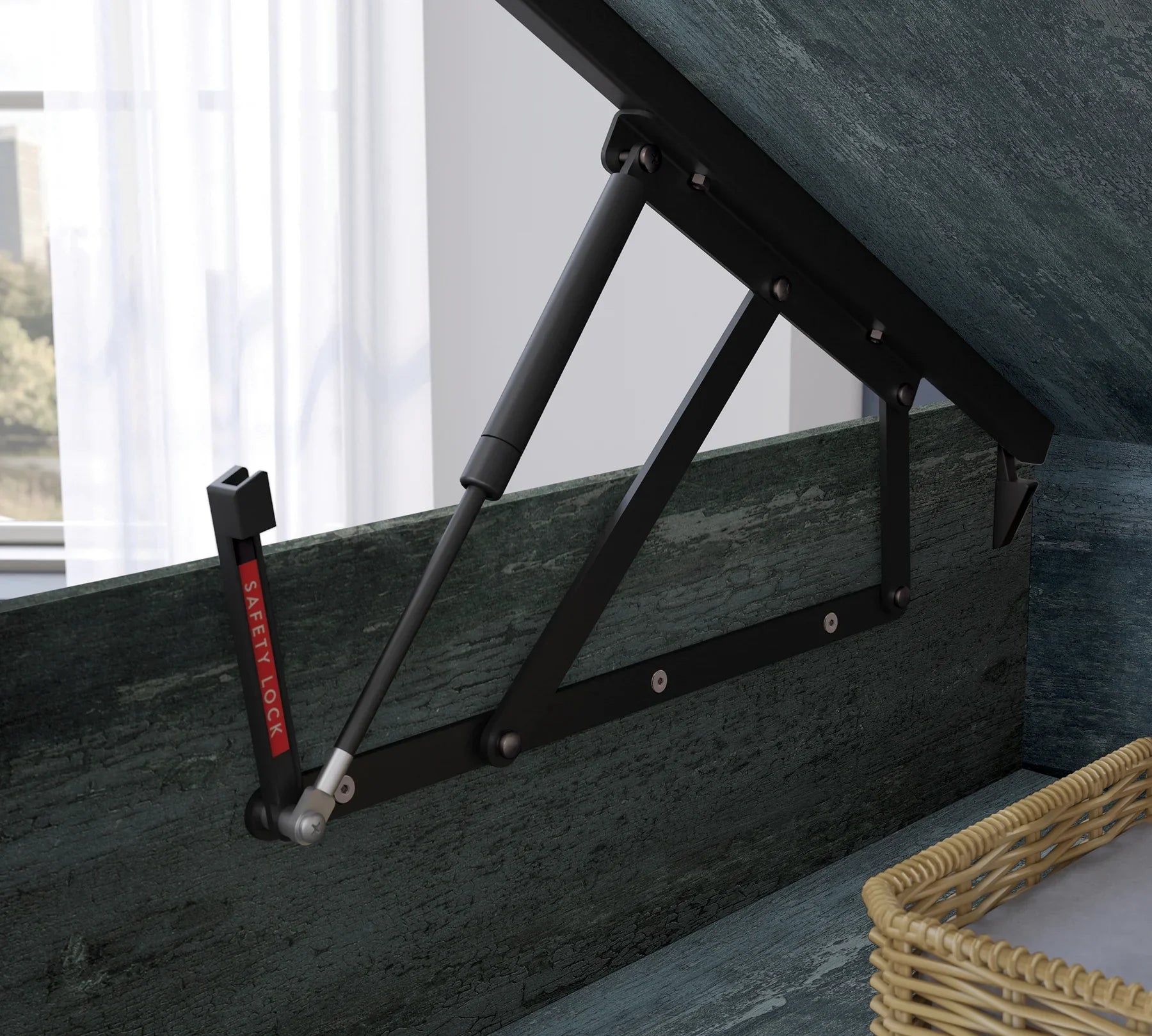 Легло «Dark Metal» с място за съхранение, повдигащ механизъм