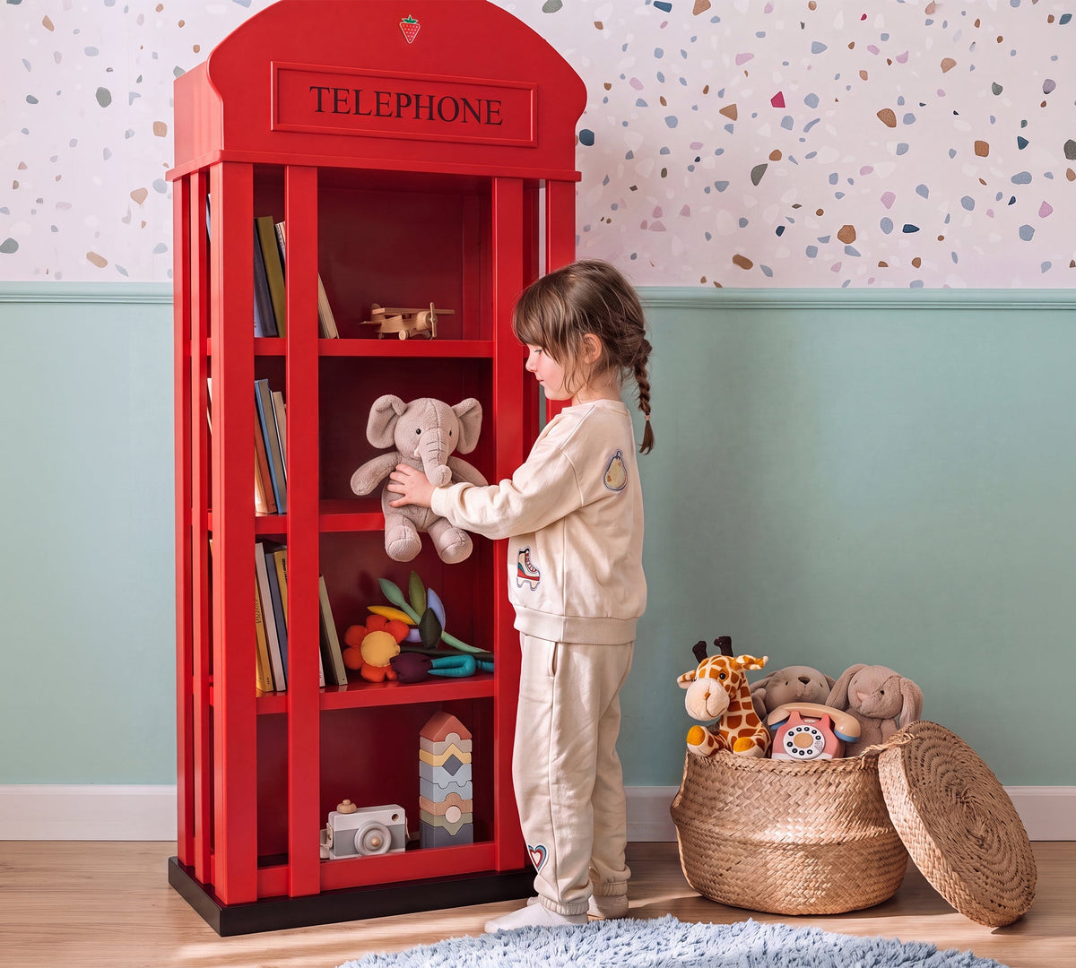 Библиотека «Telephone Box» с размер 72x168x36см