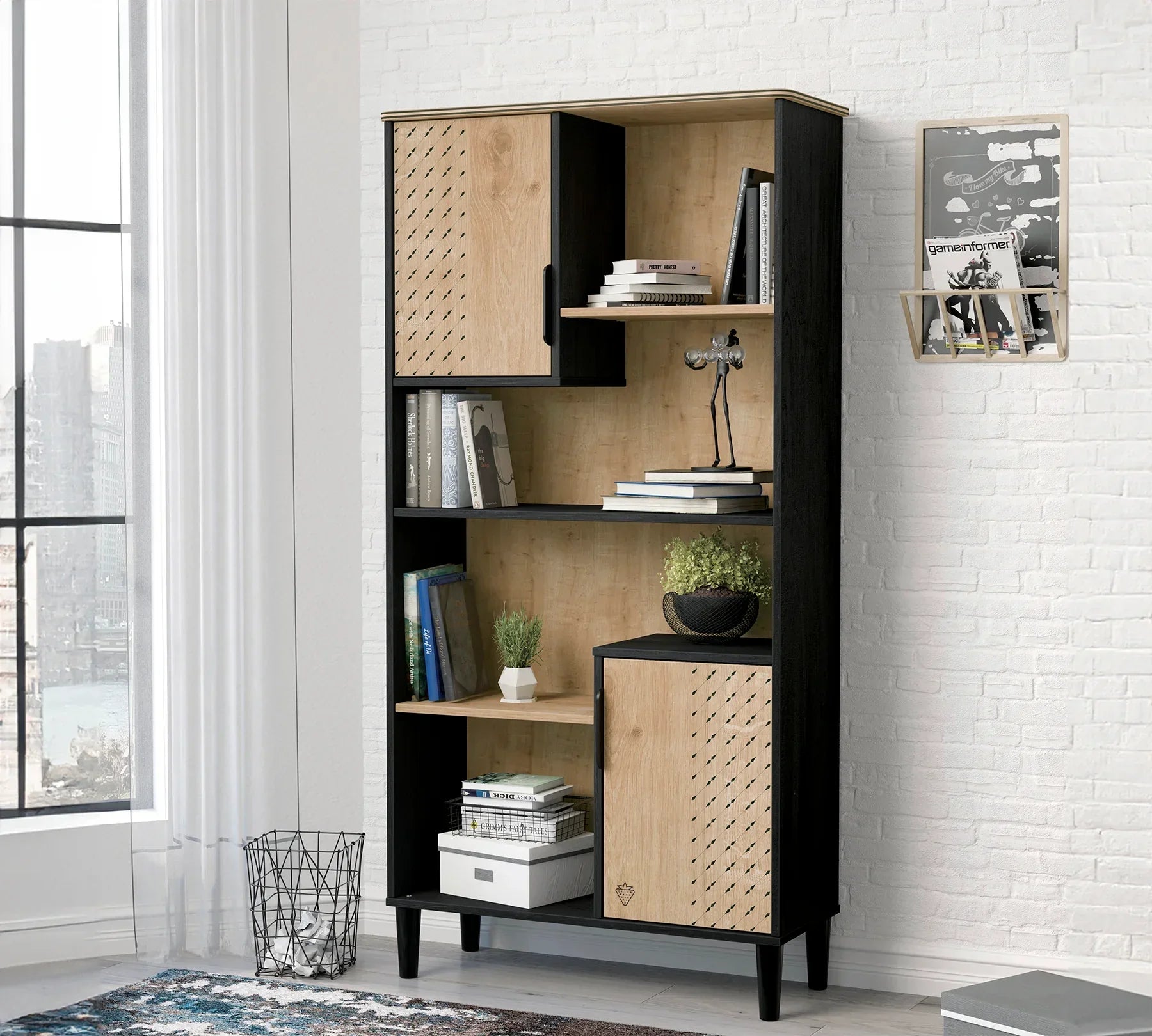 Библиотека «Black» с размер 82x164x33см