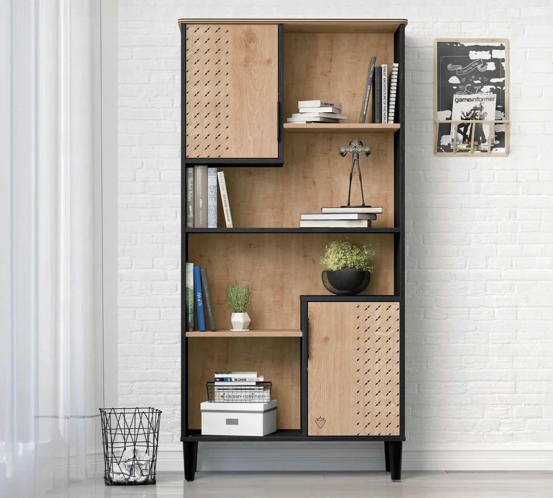 Библиотека «Black» с размер 82x164x33см