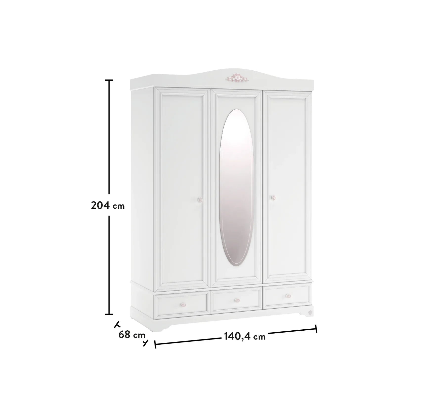 Трикрилен гардероб Rustic White