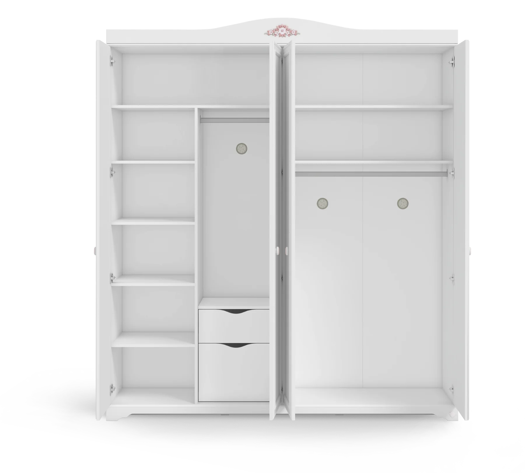 Четирикрилен гардероб Rustic White