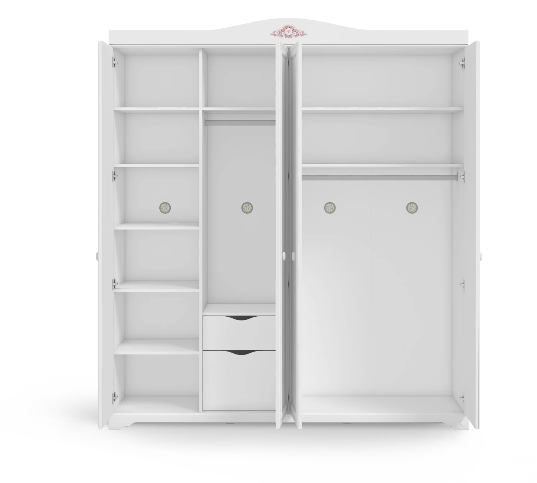 Четирикрилен гардероб Rustic White