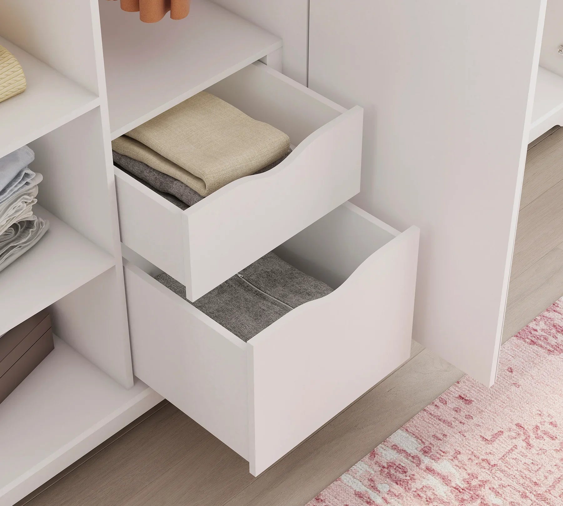 Четирикрилен гардероб «Rustic White» - ширина 202см