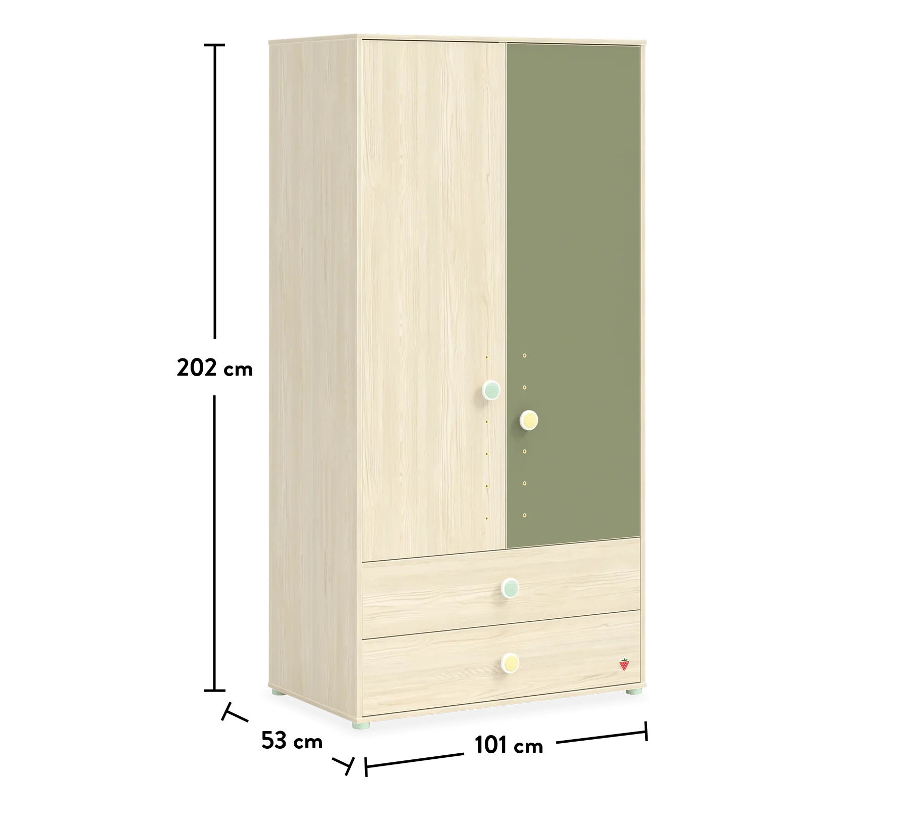 Двукрилен гардероб «Montes Natural» - чекмеджета, ширина 101см
