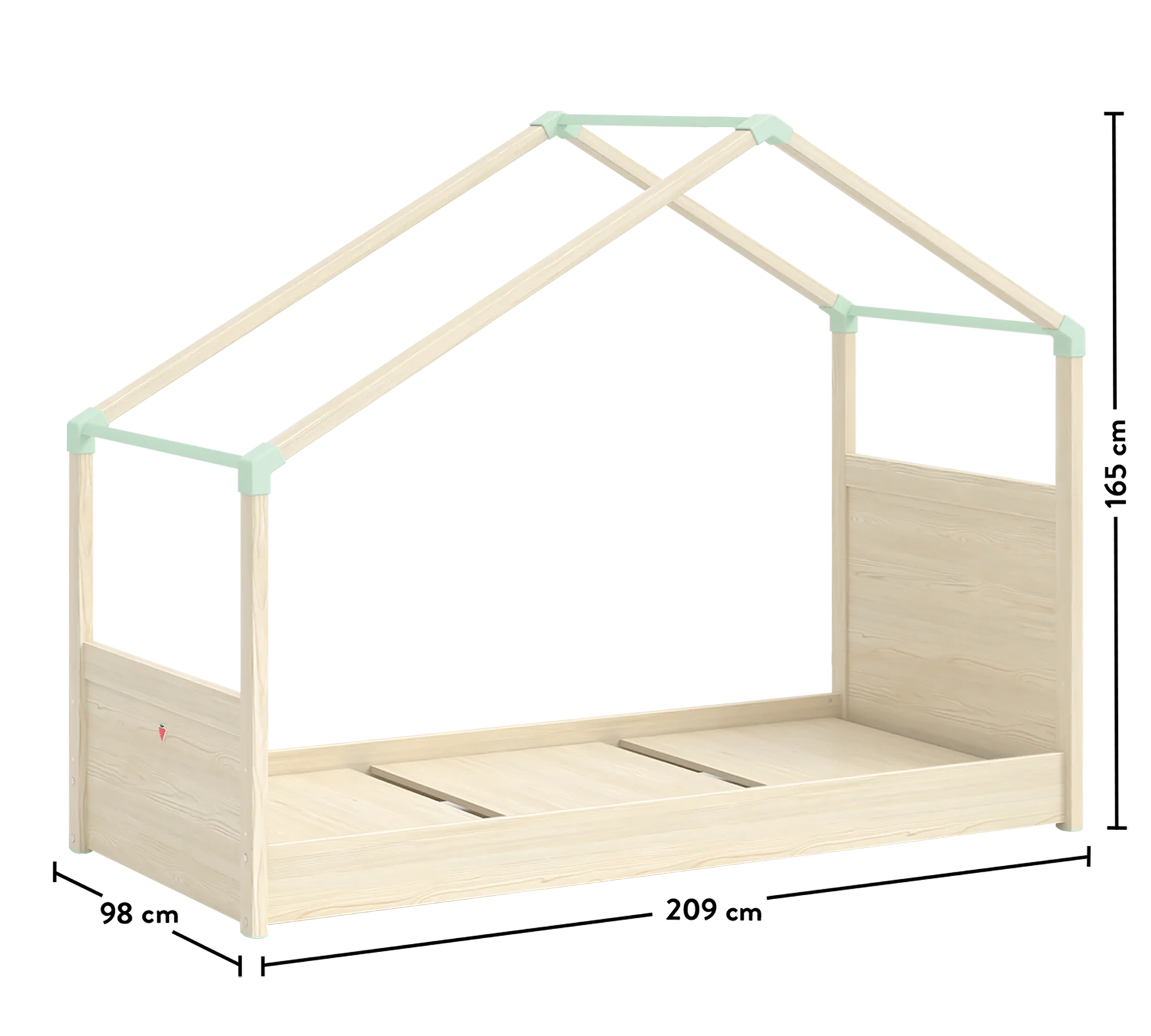 Легло - къщичка «Montes Natural» със скосен покрив, за матрак 90х200см