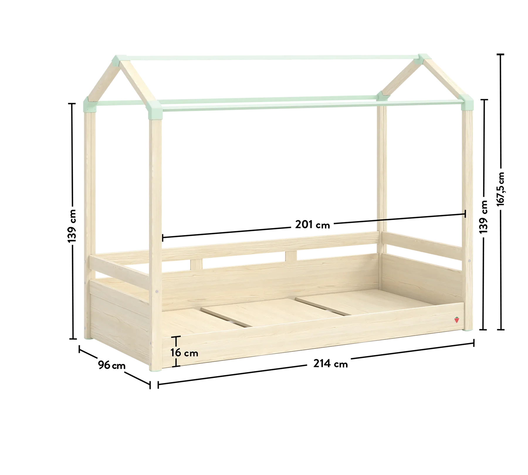 Легло - къщичка «Montes Natural» за матрак 90х200см