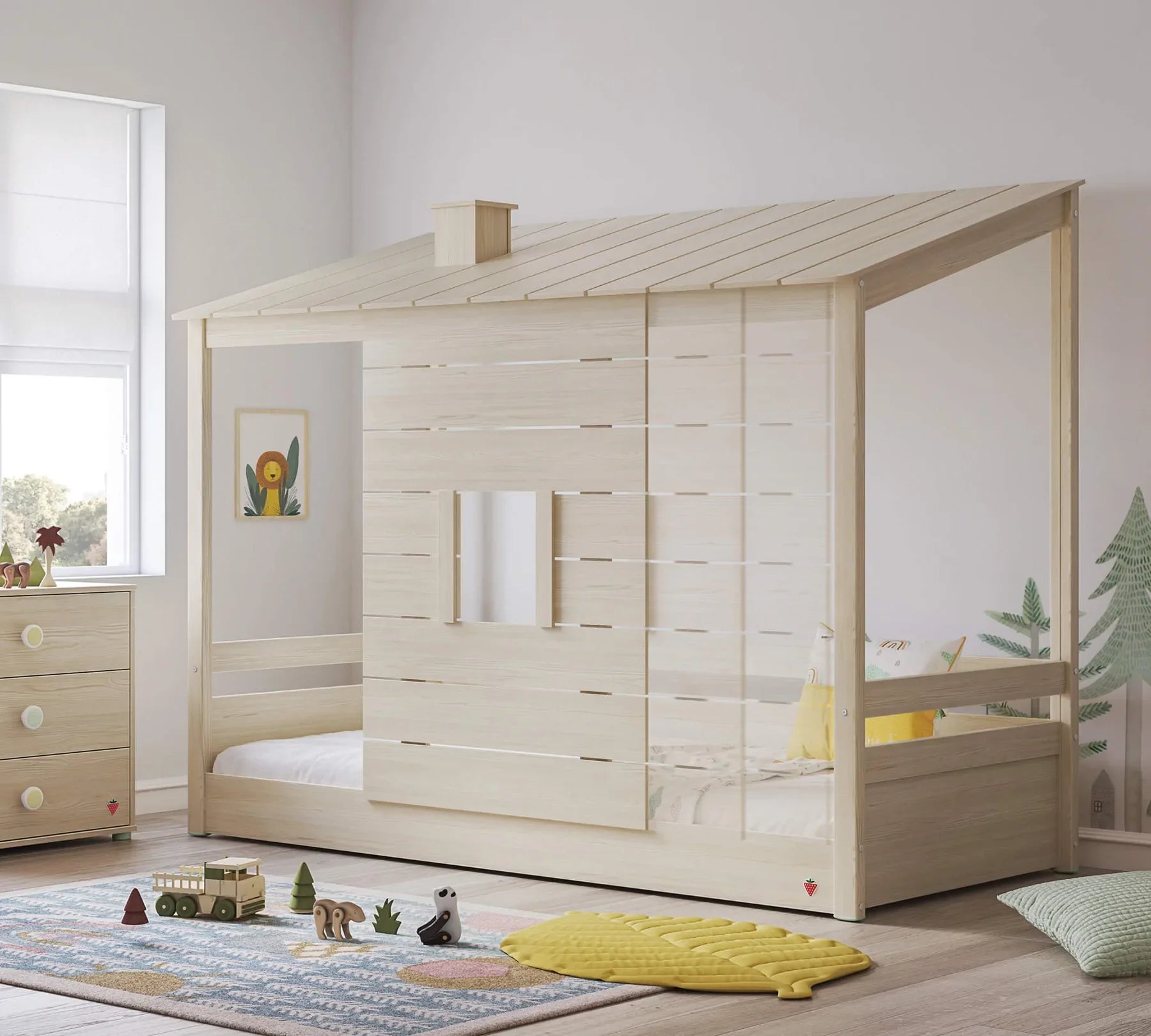 Стена с прозорец за легло - къщичка «Montes Natural»