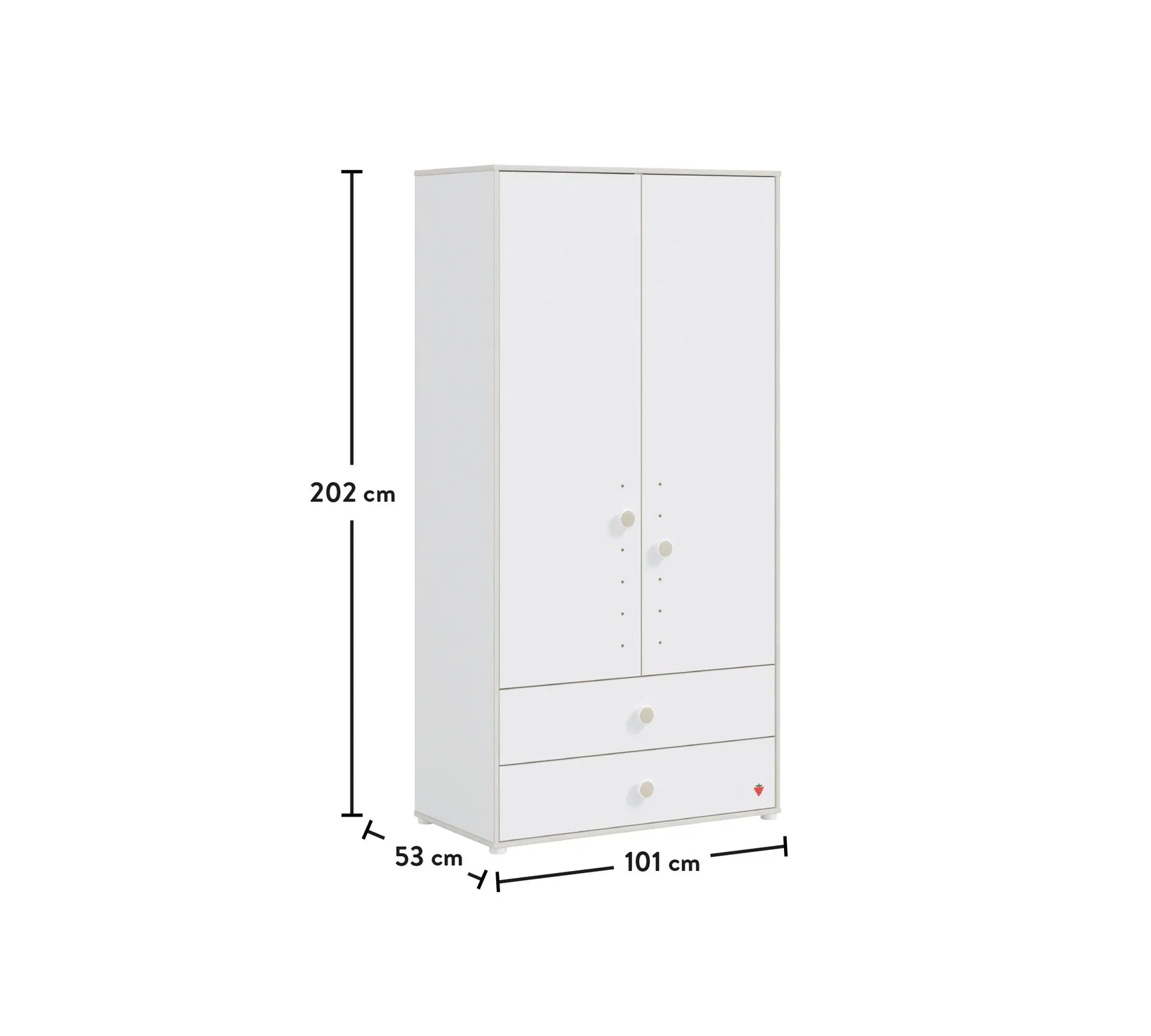 Двукрилен гардероб «Montes White» - чекмеджета, ширина 101см