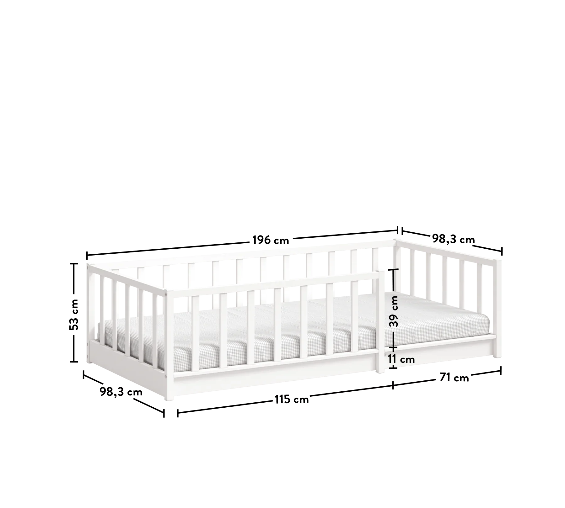 Легло без покрив  Montes White 90x190 см