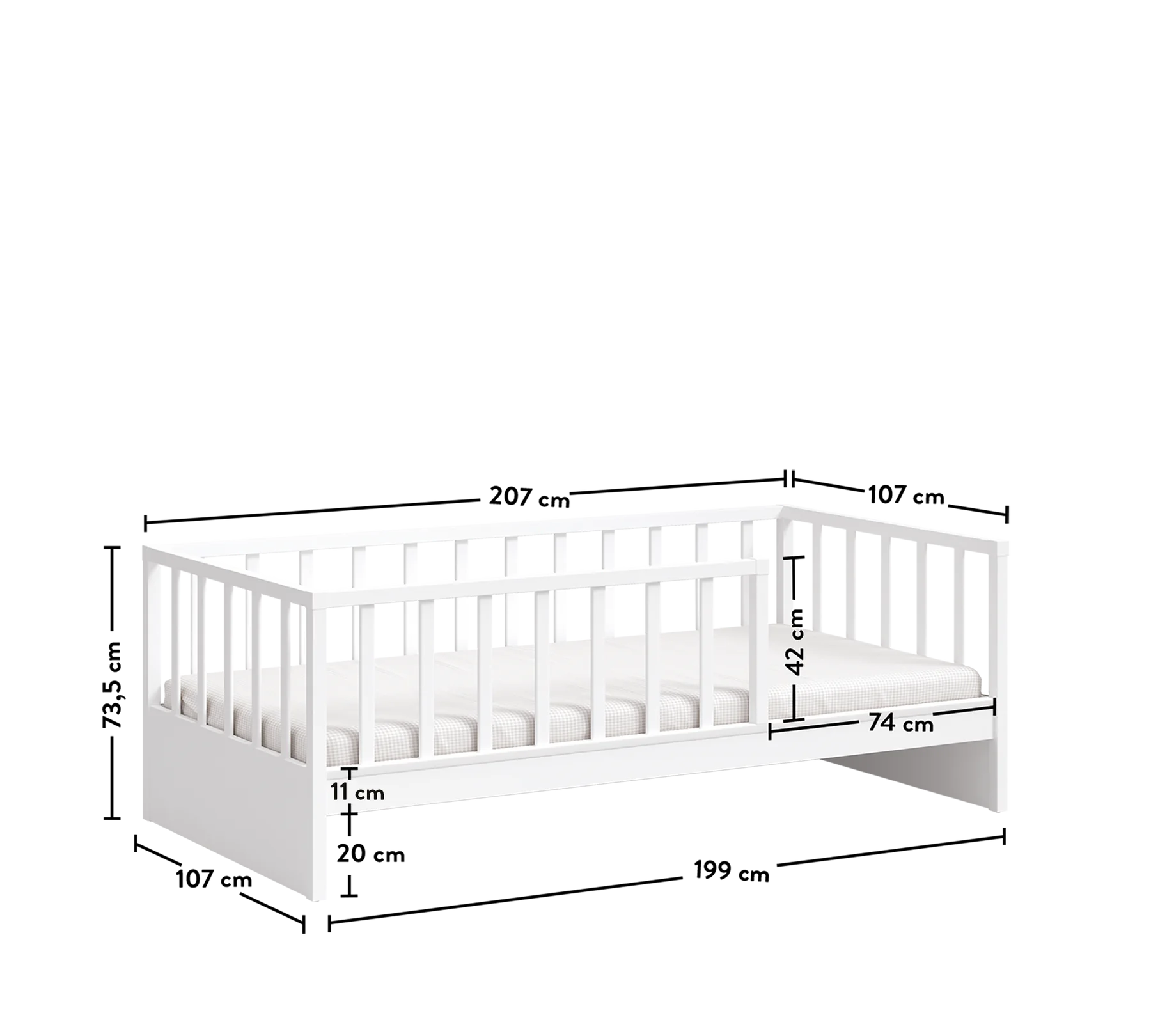 Легло «Montes White Alfa» за матрак 100х200см