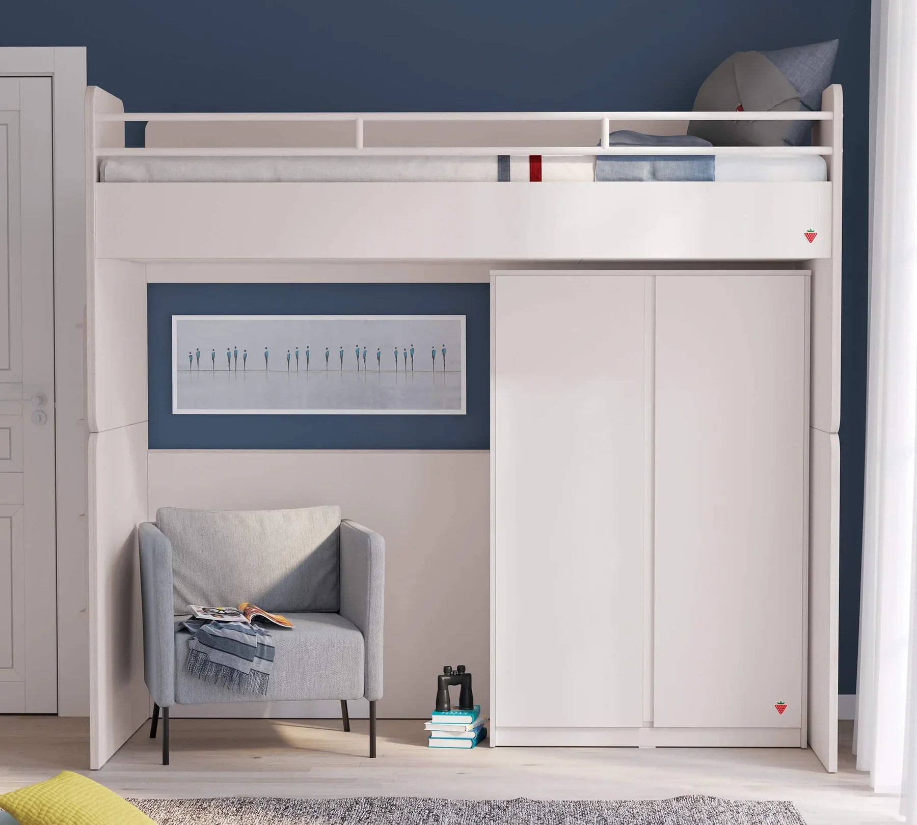 Гардероб «Studio White» - рафтове и лост, ширина 93см