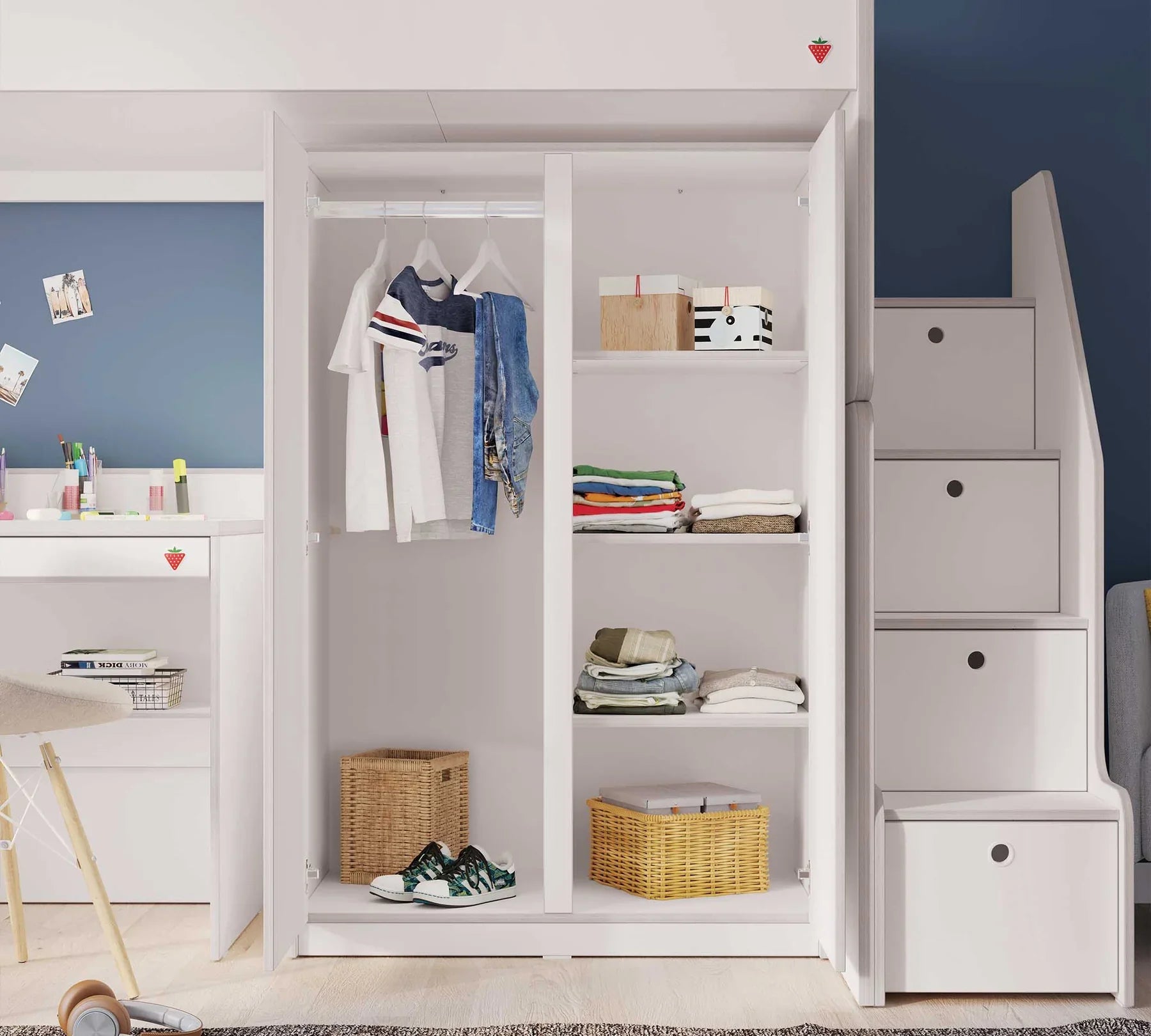 Гардероб «Studio White» - рафтове и лост, ширина 93см