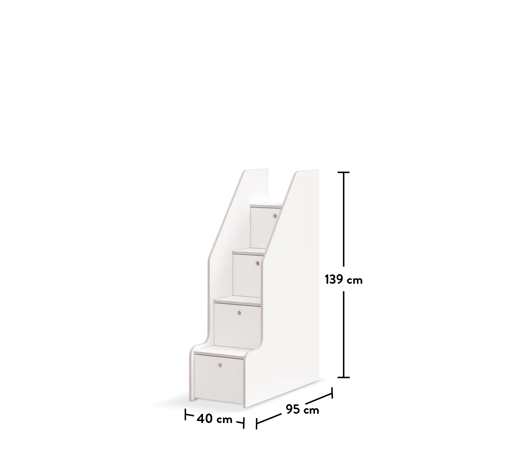 Стълби с чекмеджета за модулно двуетажно легло «Studio White»