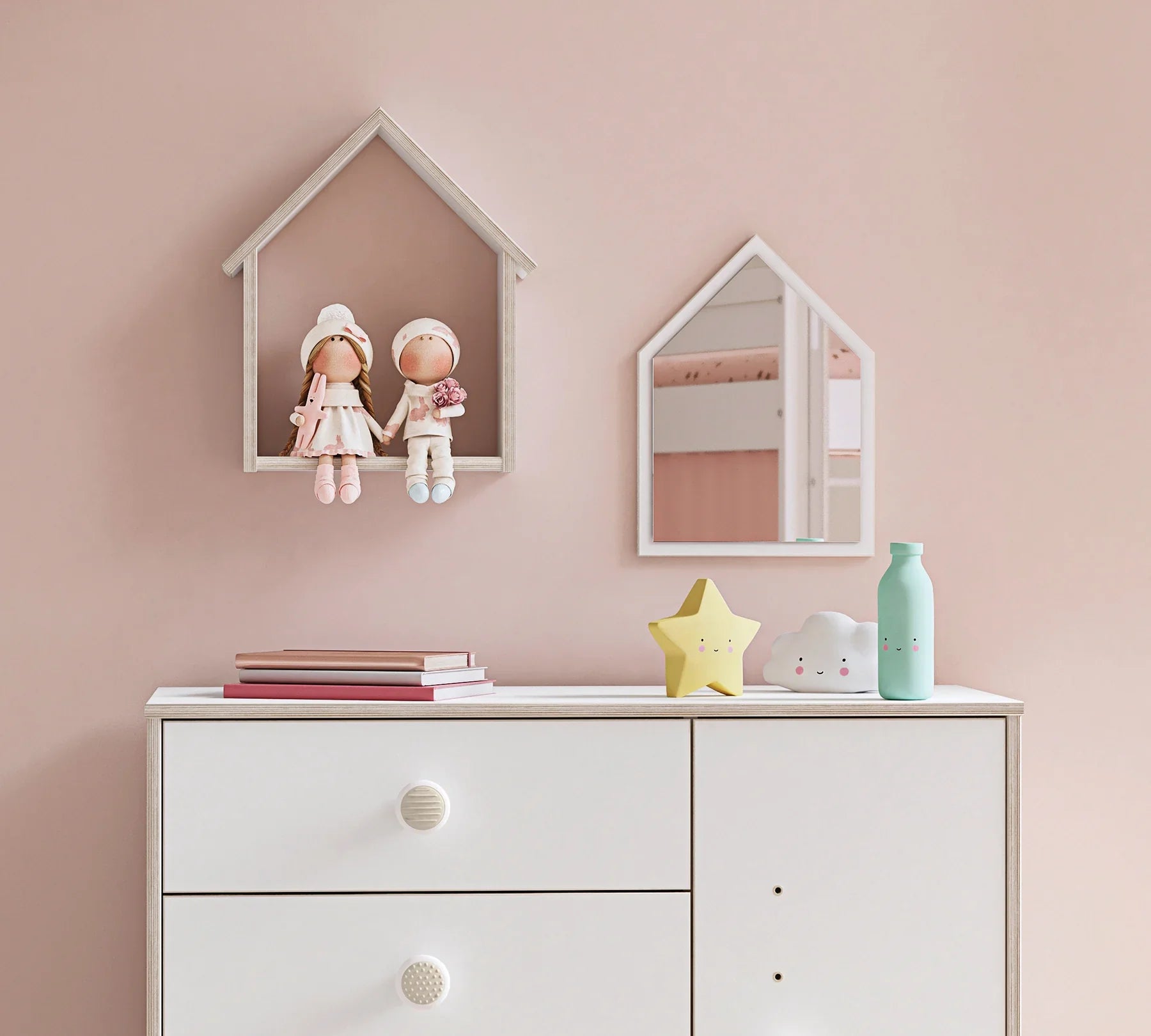 Огледало «Montes White» + етажерка, размер 38х43х12см