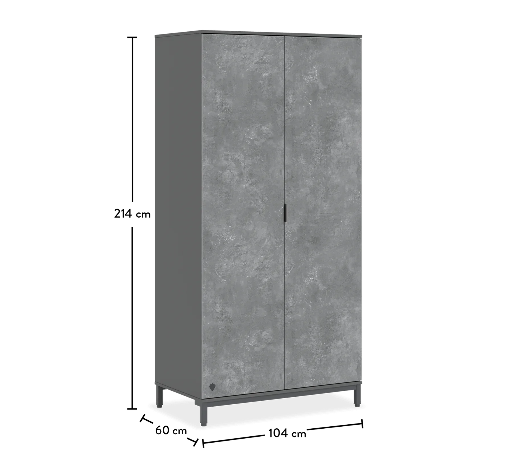 Двукрилен гардероб «Space Gray» - рафтове, ширина 104см