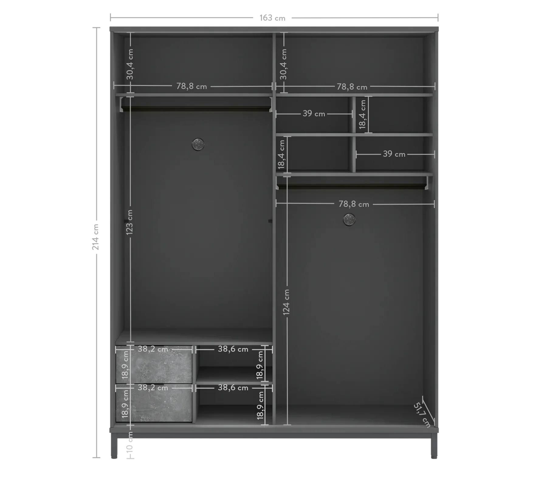 Гардероб с плъзгащи се врати Space Gray