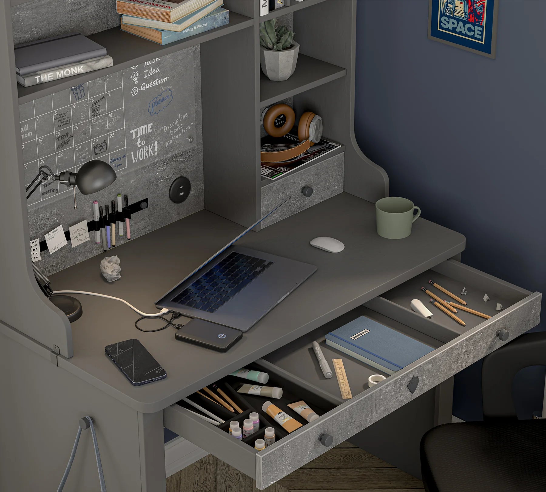 Бюро «Space Gray» с размер 92x76x60см