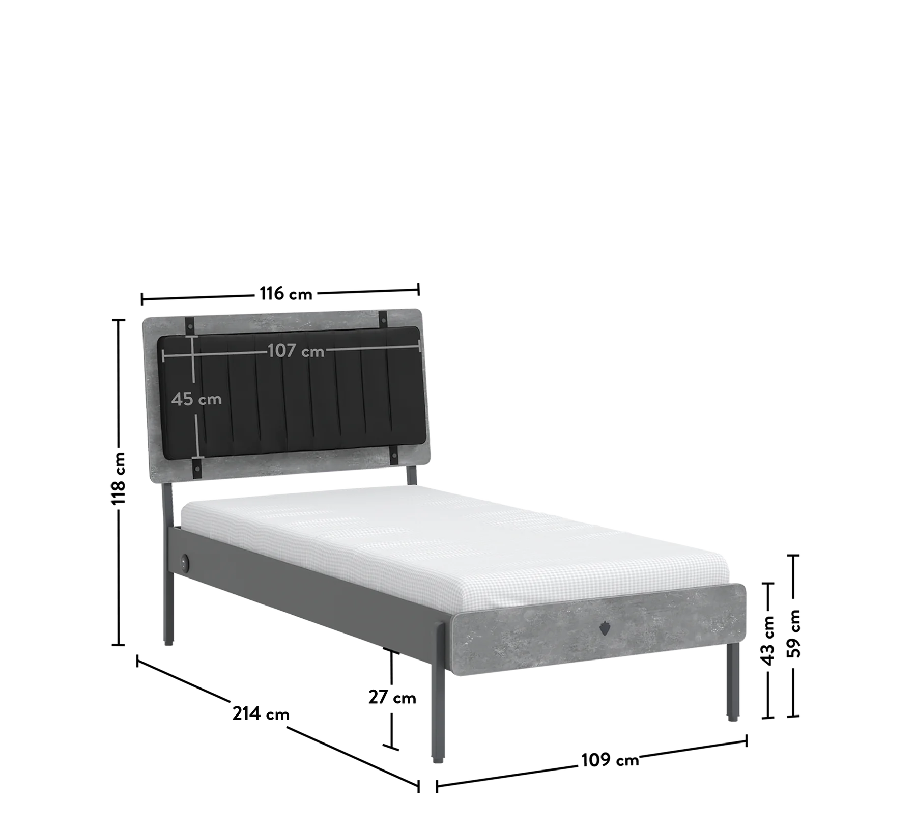 Детско легло Space Gray (100х200см)