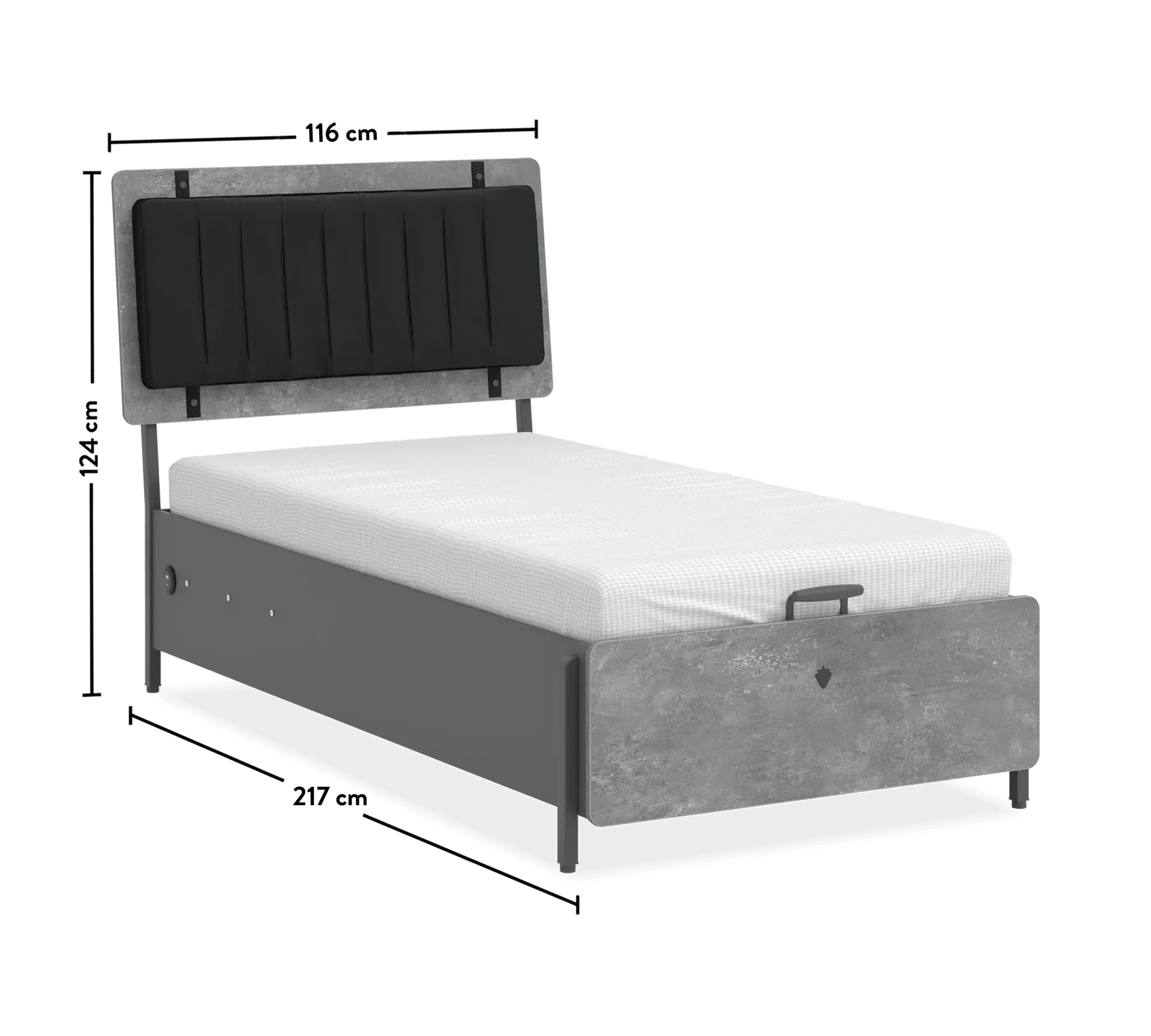 Легло «Space Gray» + табла - с място за съхранение, повдигащ механизъм