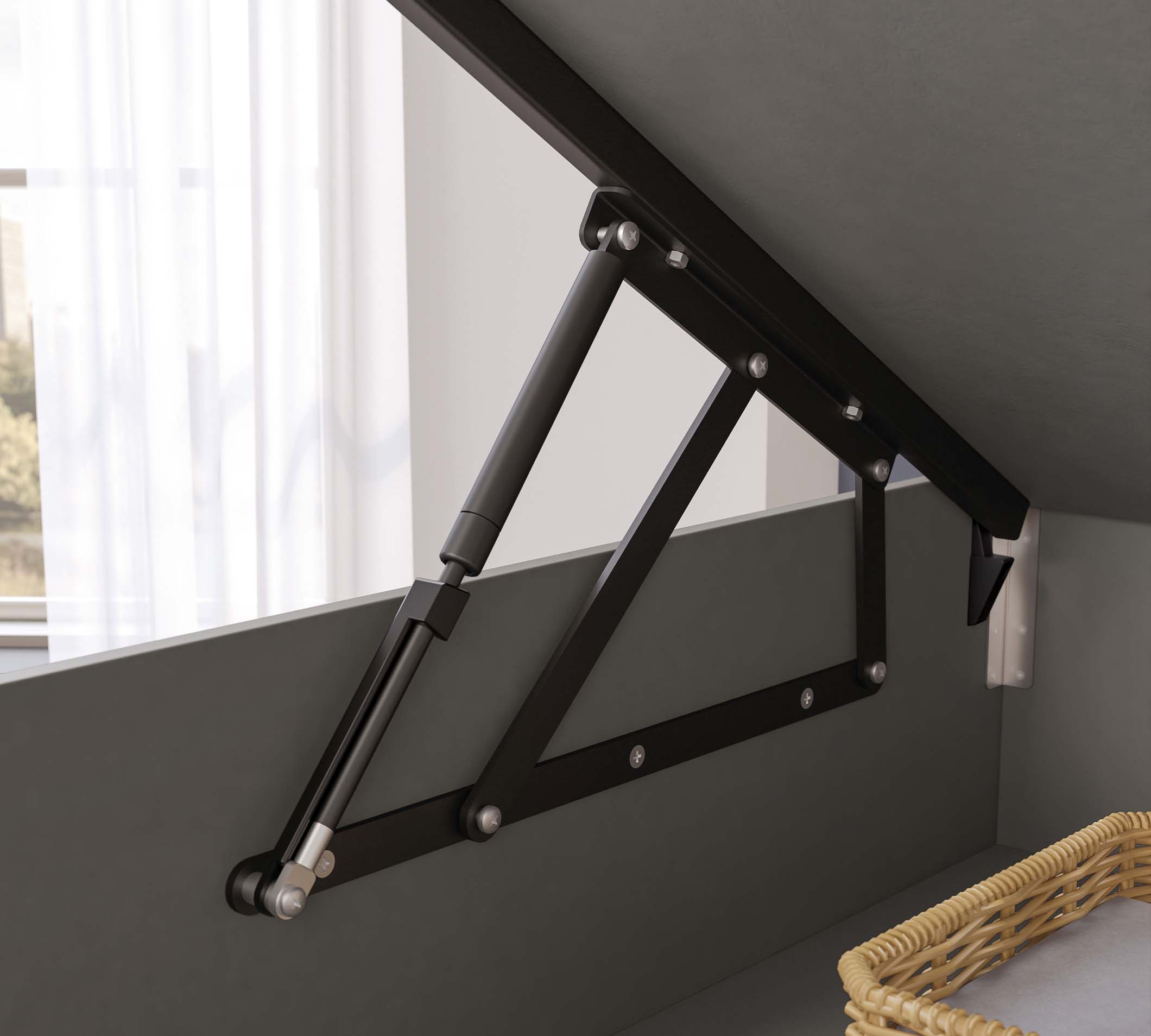 Легло «Space Gray» + табла - с място за съхранение, повдигащ механизъм