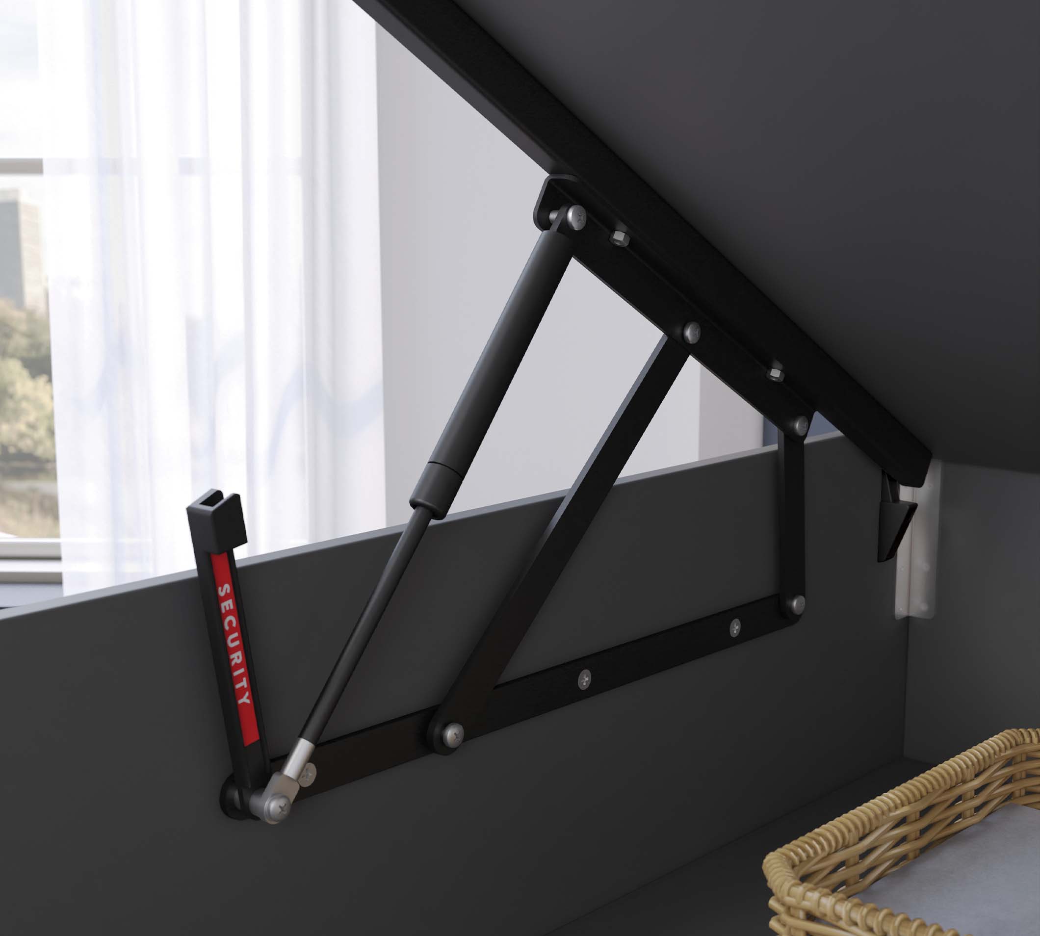 Легло «Space Gray» + табла - с място за съхранение, повдигащ механизъм