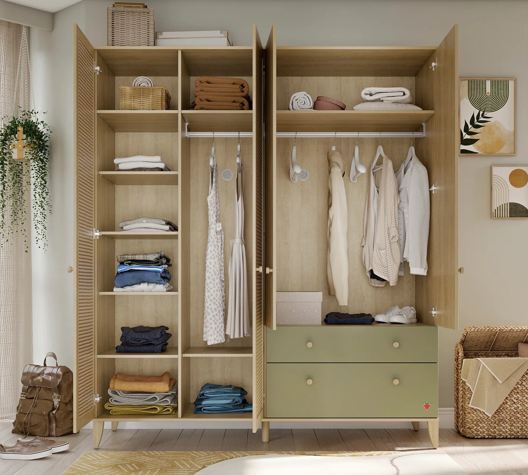 Четирикрилен гардероб «Loof» - ширина 180см