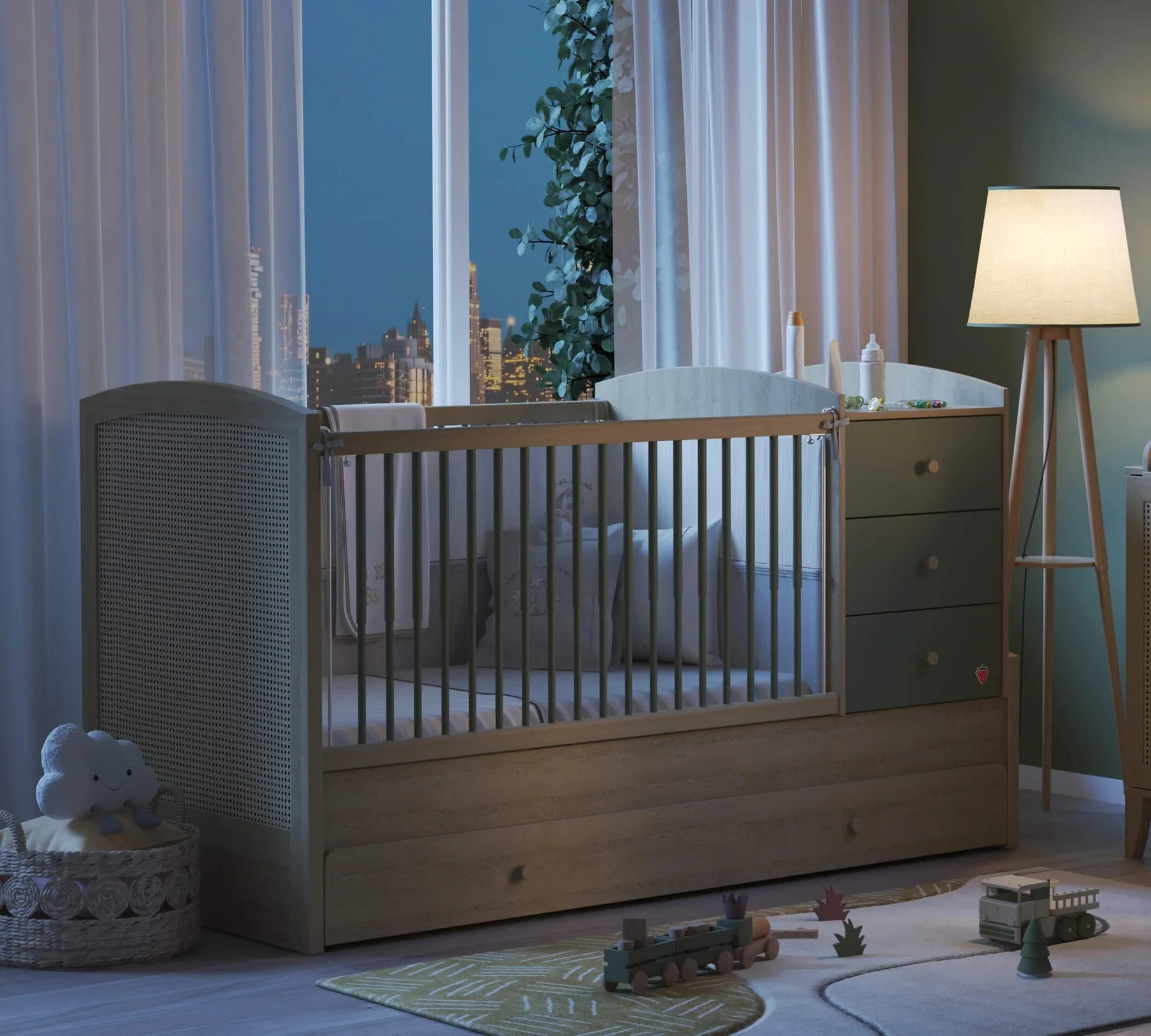 Трансформираща се бебешка кошара - легло «Loof Baby» за матраци 80x130см и 80x180cm