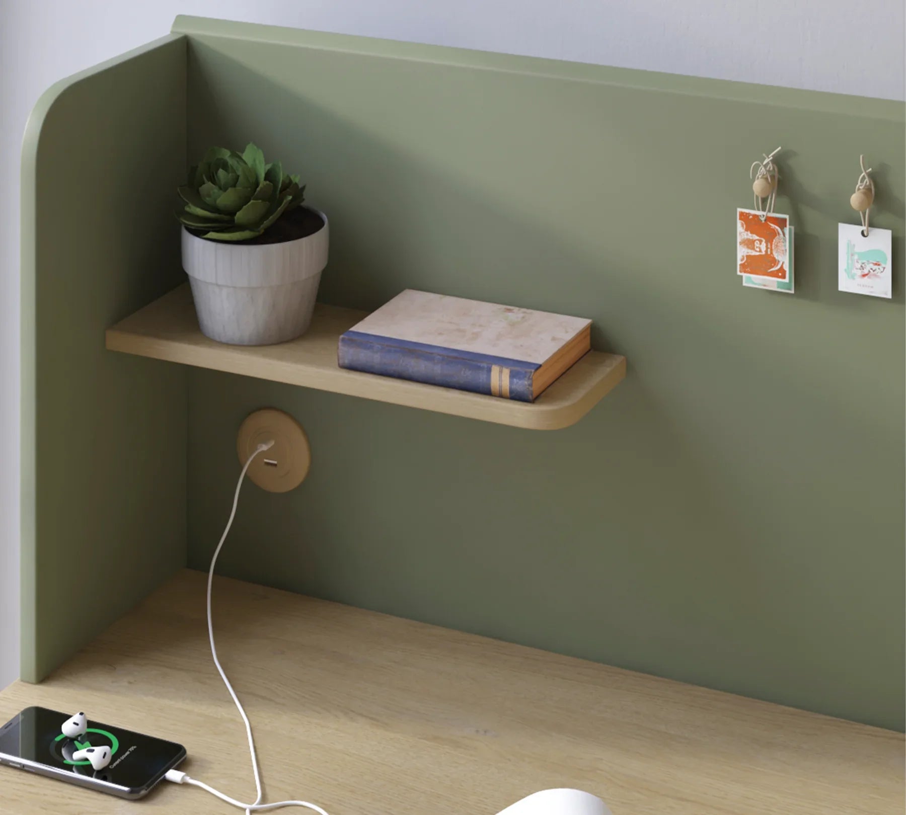 Надстройка за бюро «Loof» + USB зарядна станция, LED осветление, размер 114х51х24см