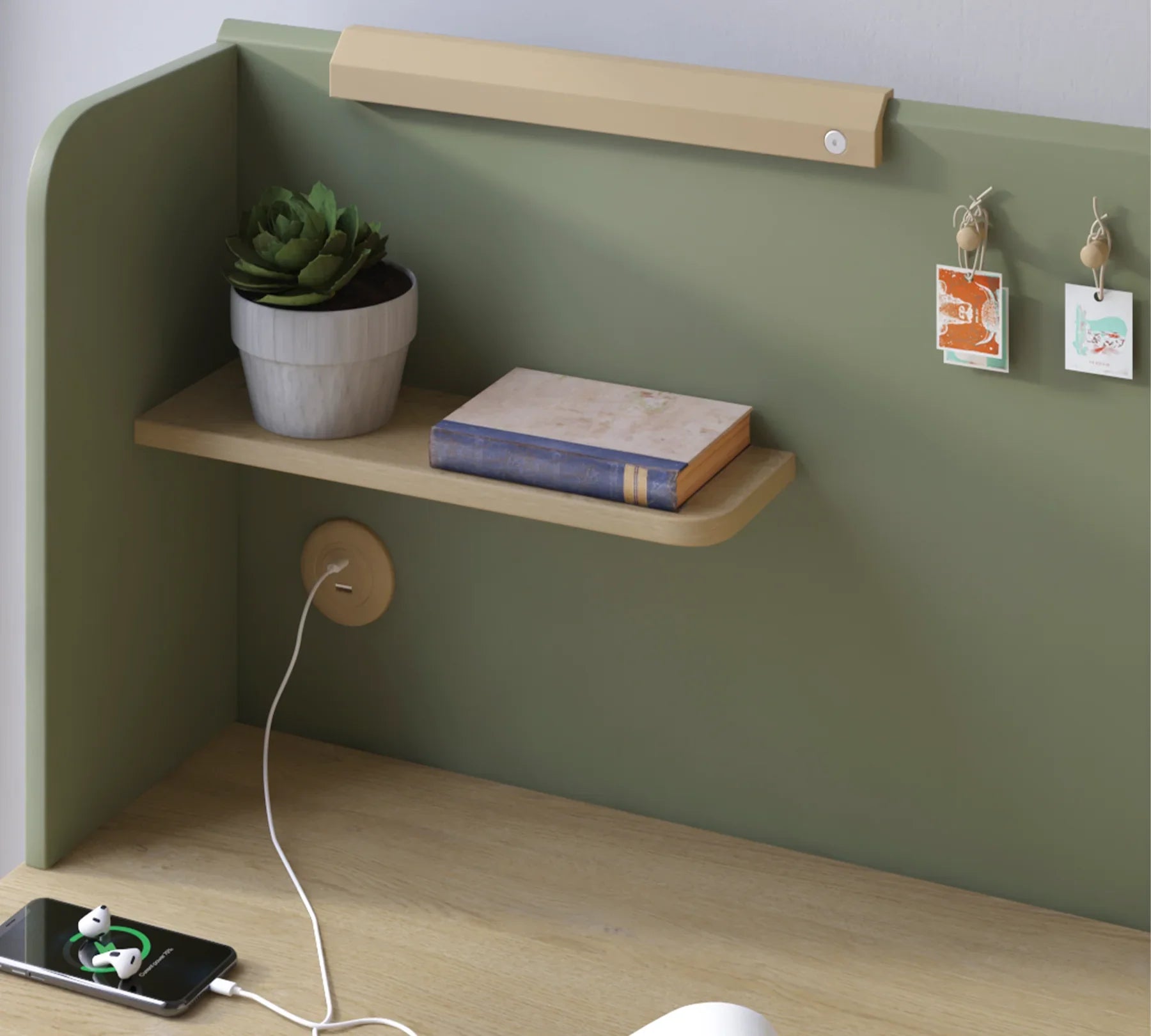 Надстройка за бюро «Loof» + USB зарядна станция, LED осветление, размер 114х51х24см