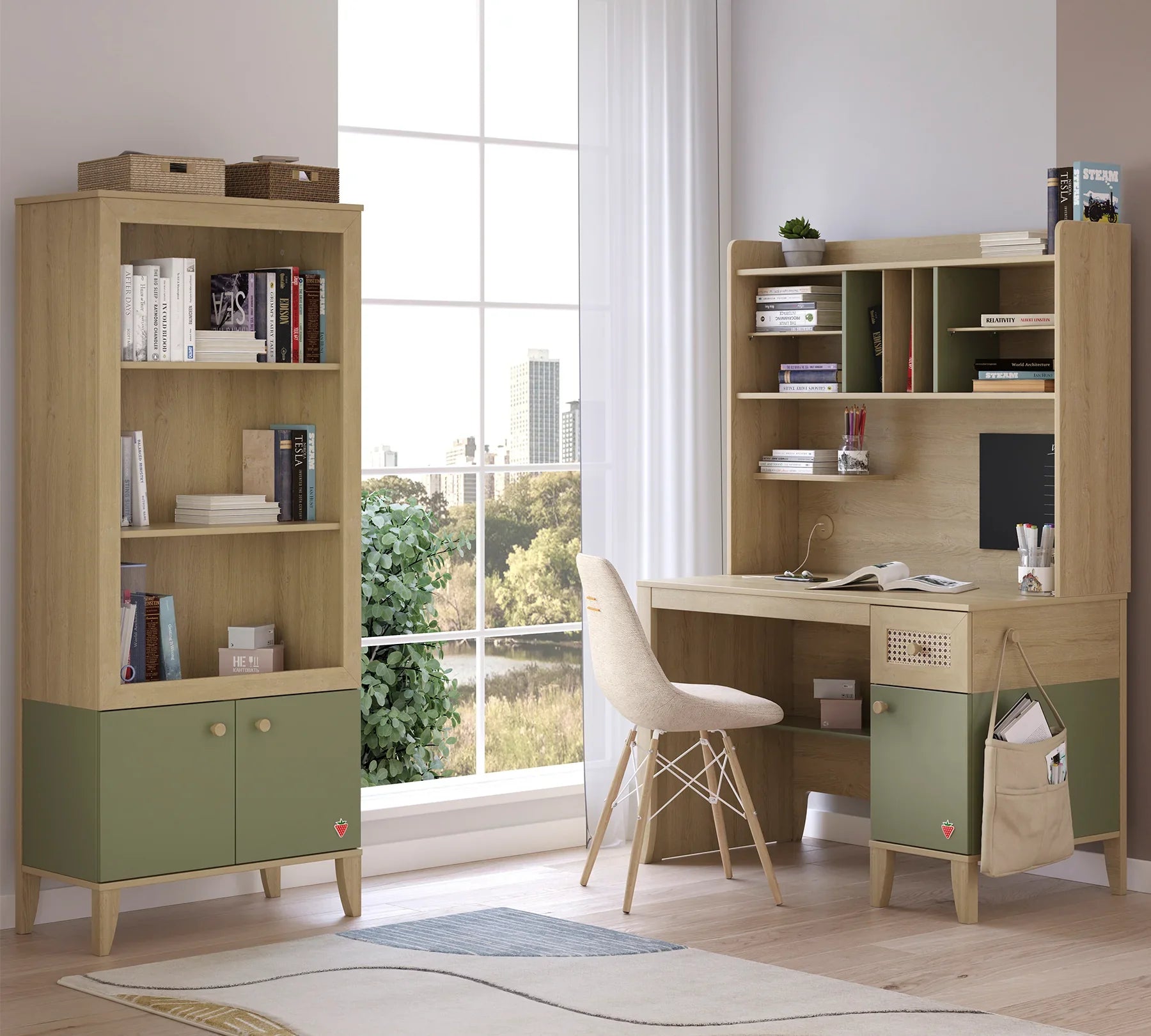 Надстройка за бюро «Loof» + USB зарядна станция, размер 115х98х29см