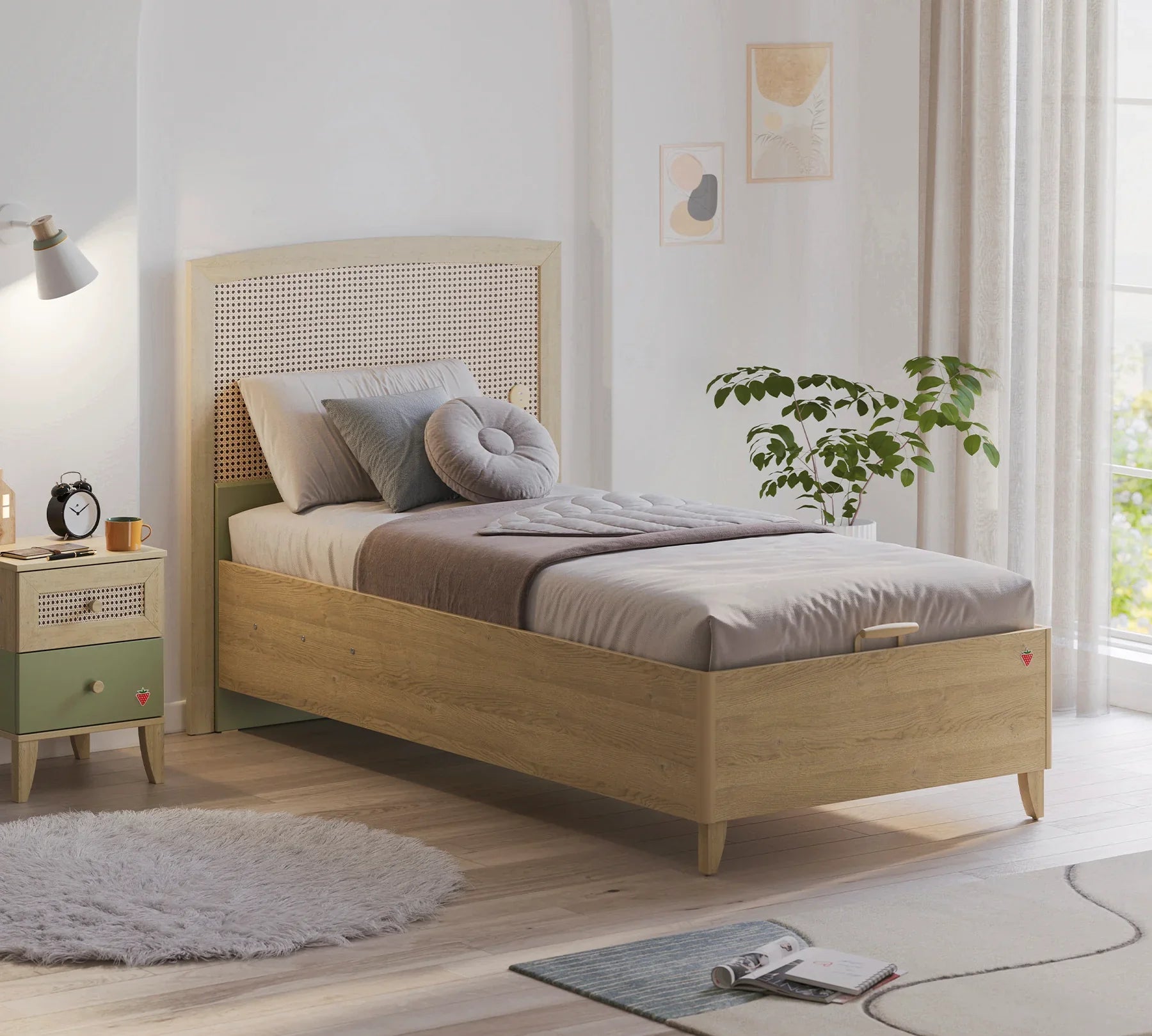 Легло «Loof» с място за съхранение, повдигащ механизъм