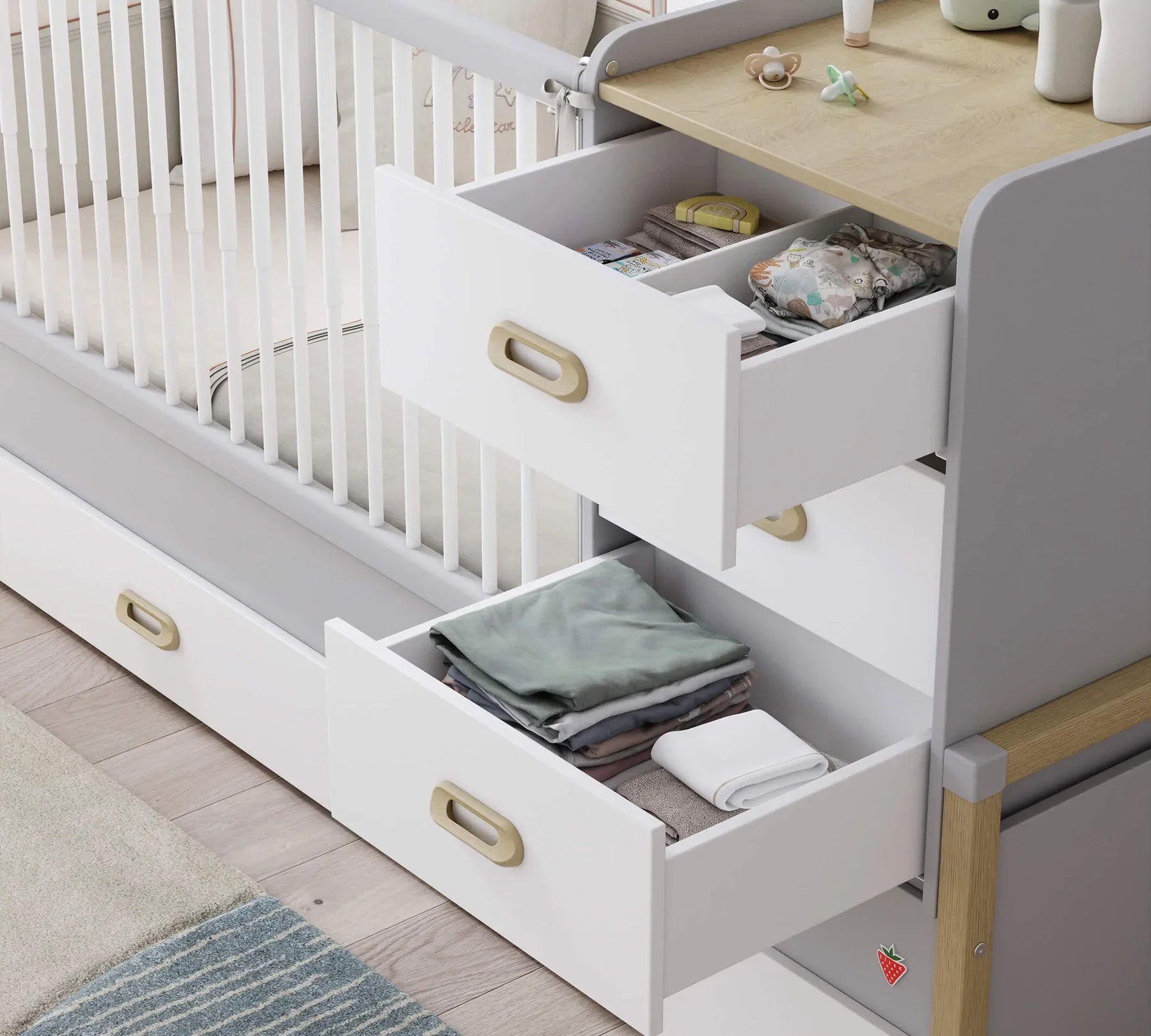 Трансформираща се бебешка кошара - легло «Mino» за матраци 80x130см и 80x180cm