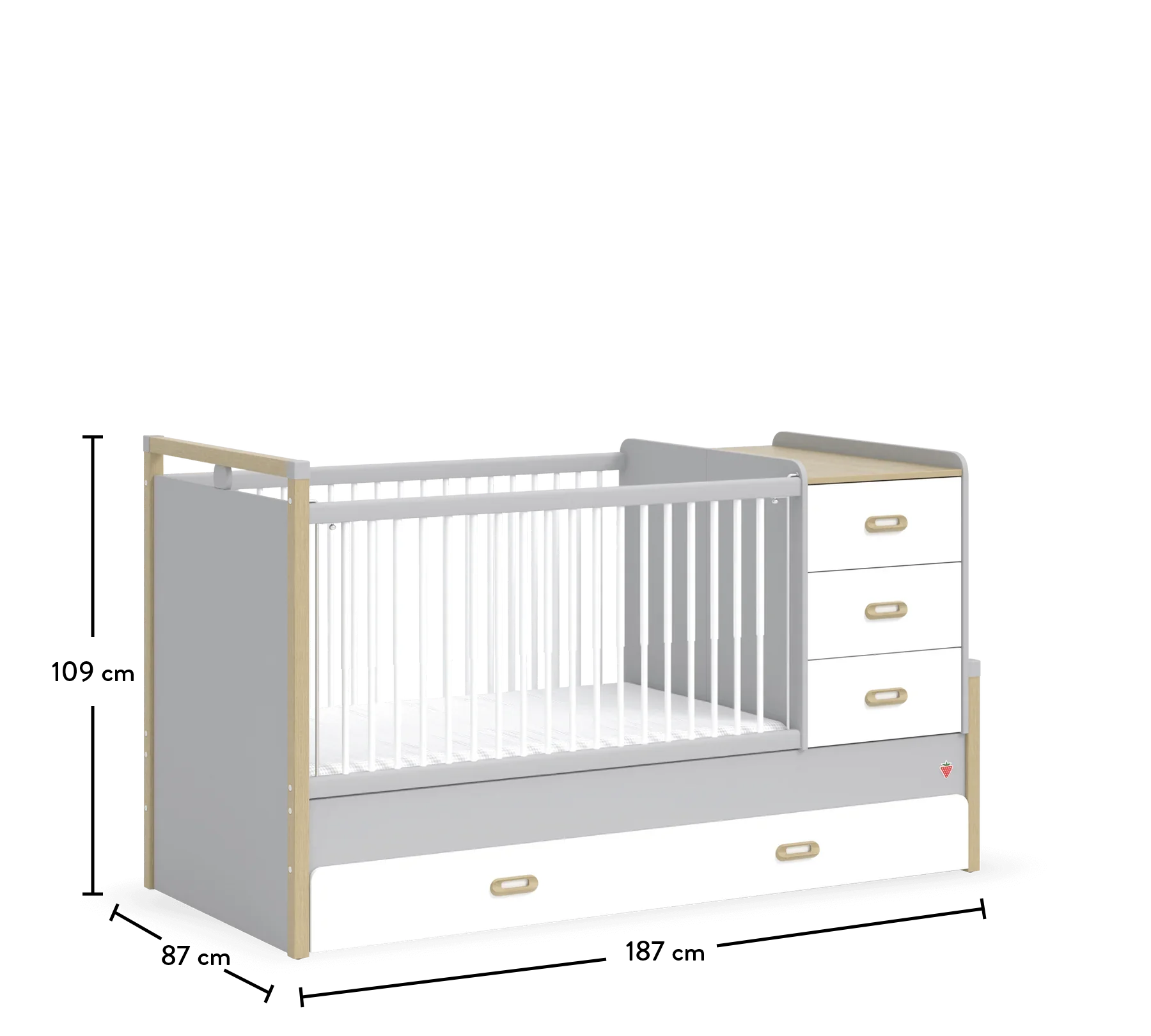 Трансформираща се бебешка кошара - легло «Mino» за матраци 80x130см и 80x180cm