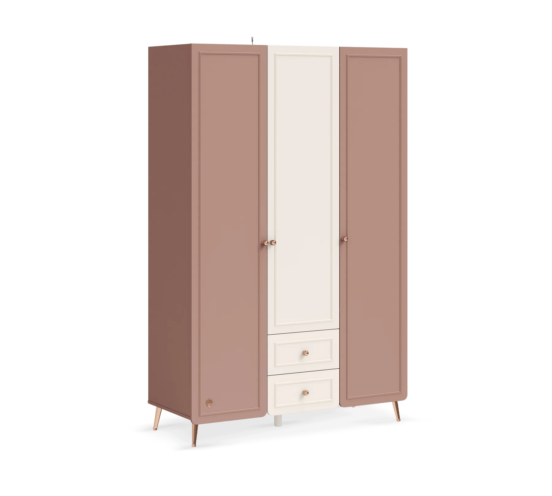 Трикрилен гардероб «Elegance baby» с огледална врата, ширина 129см