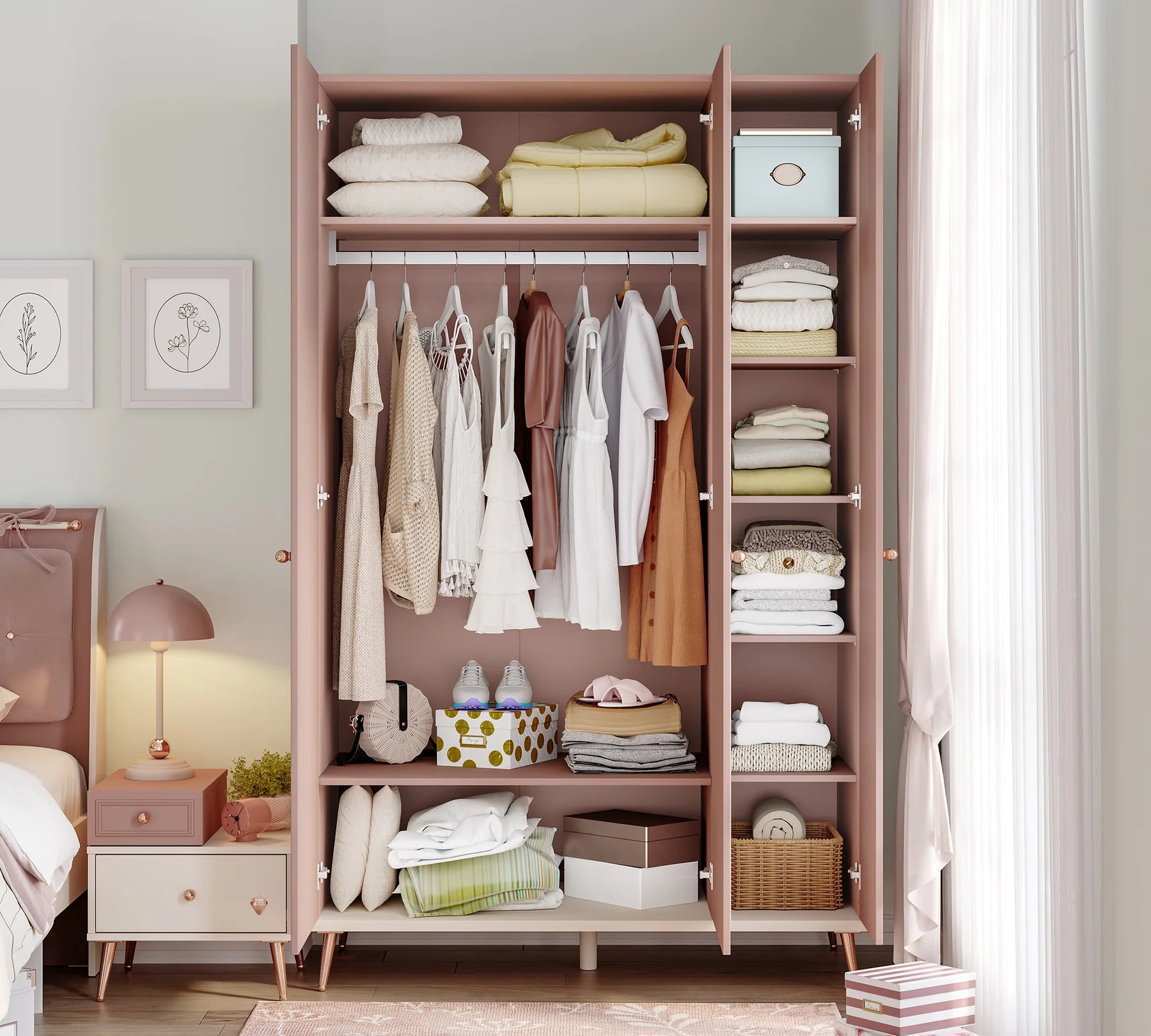 Трикрилен гардероб «Elegance» с ширина 127см