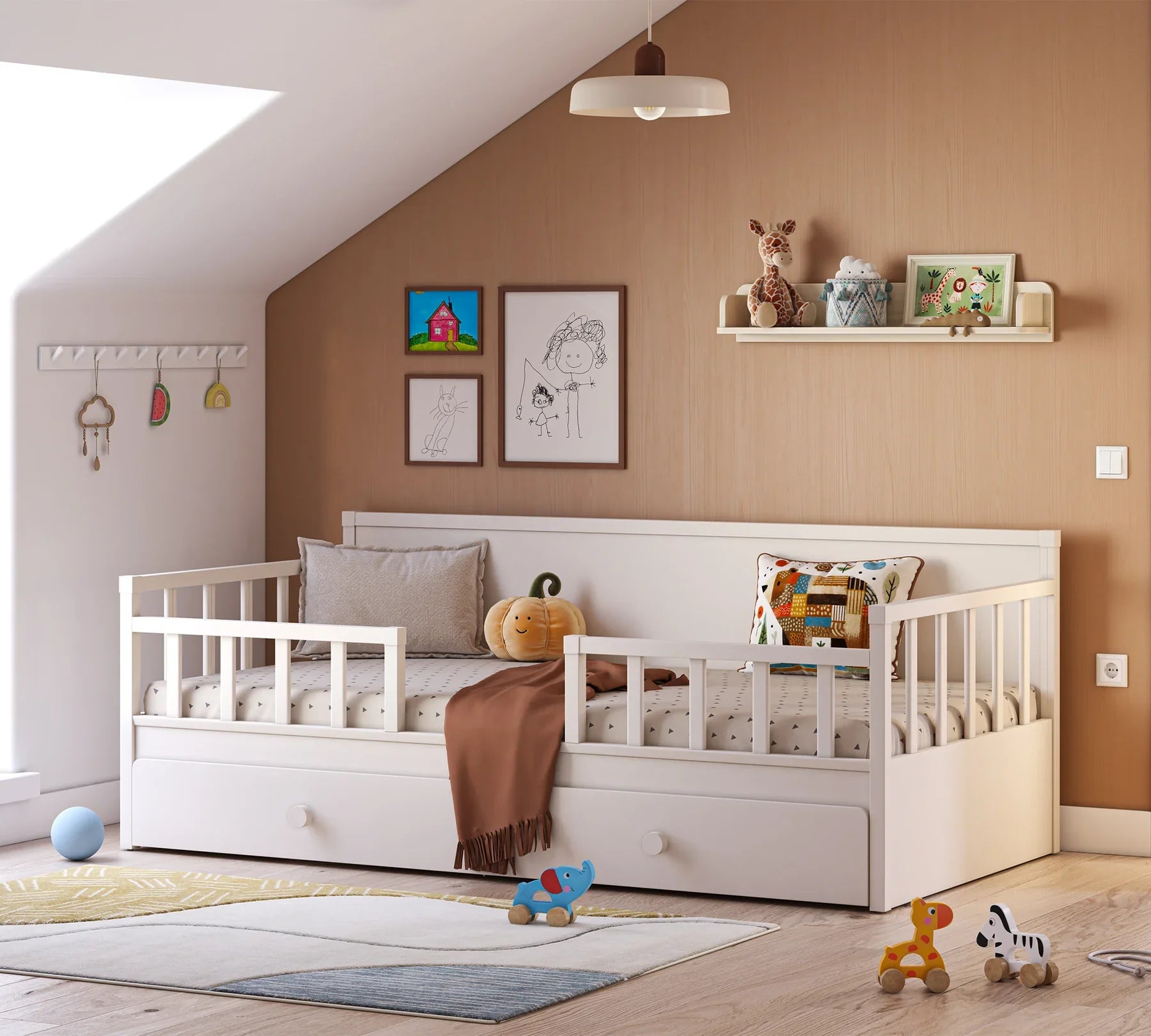 Издърпващо се легло, цвят Крем - за дневно легло, за матрак 90х190см