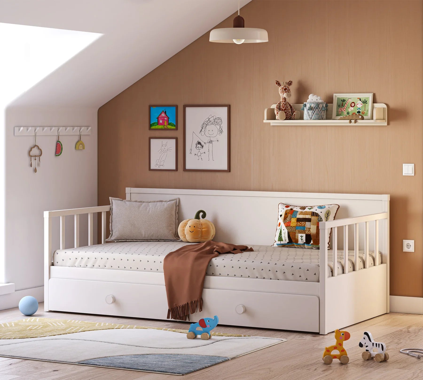 Издърпващо се легло, цвят Крем - за дневно легло, за матрак 90х190см