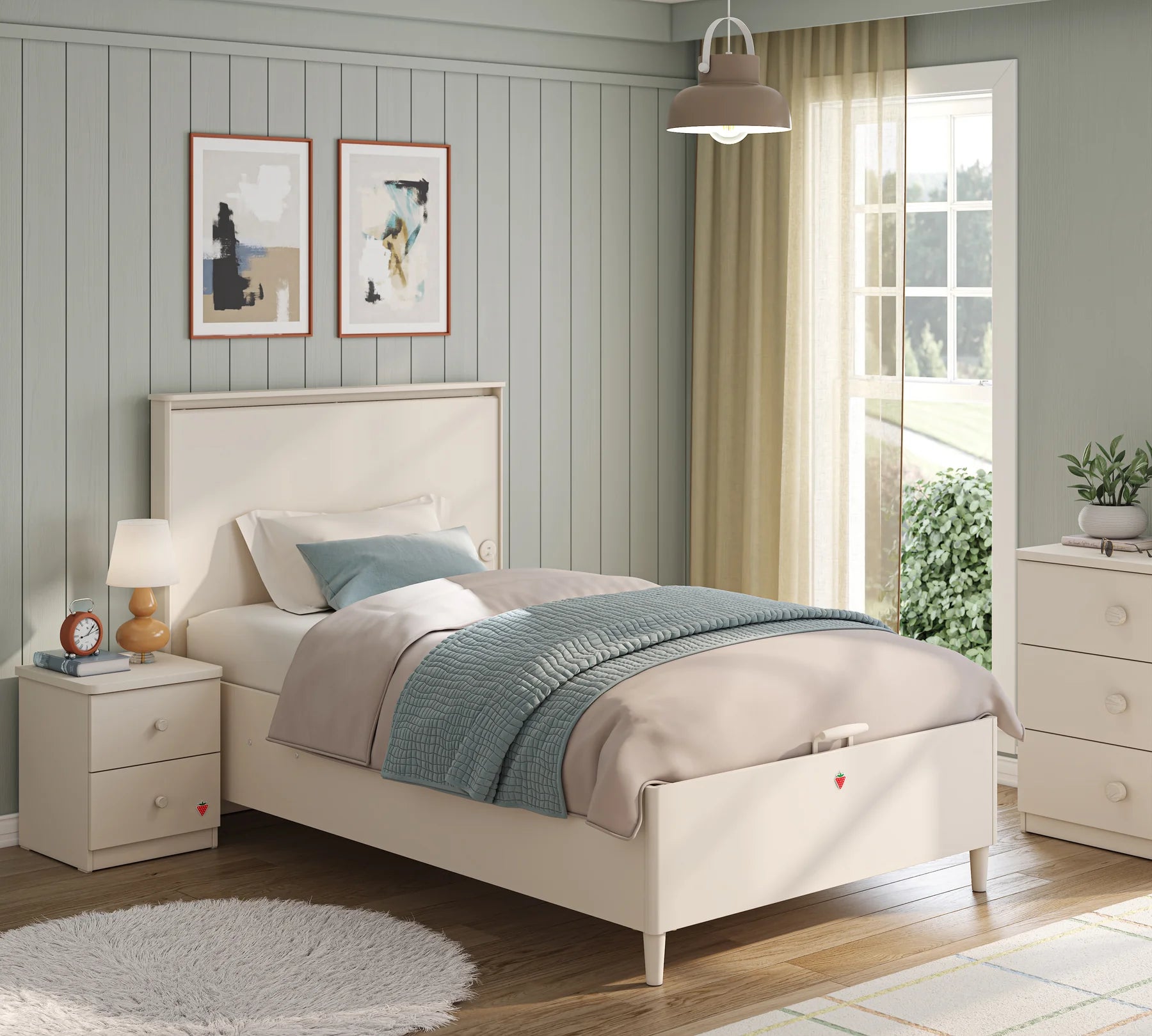 Легло «Varia» + табла с USB зарядна станция - с място за съхранение, повдигащ механизъм