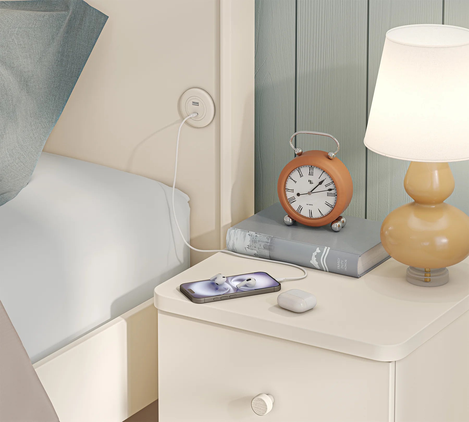 Легло «Varia» + табла с USB зарядна станция - с място за съхранение, повдигащ механизъм