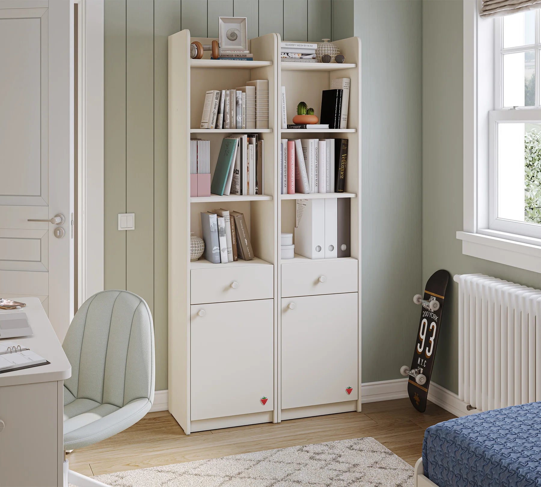 Библиотека «Varia» + чекмедже и шкаф, размер 43x184x38см