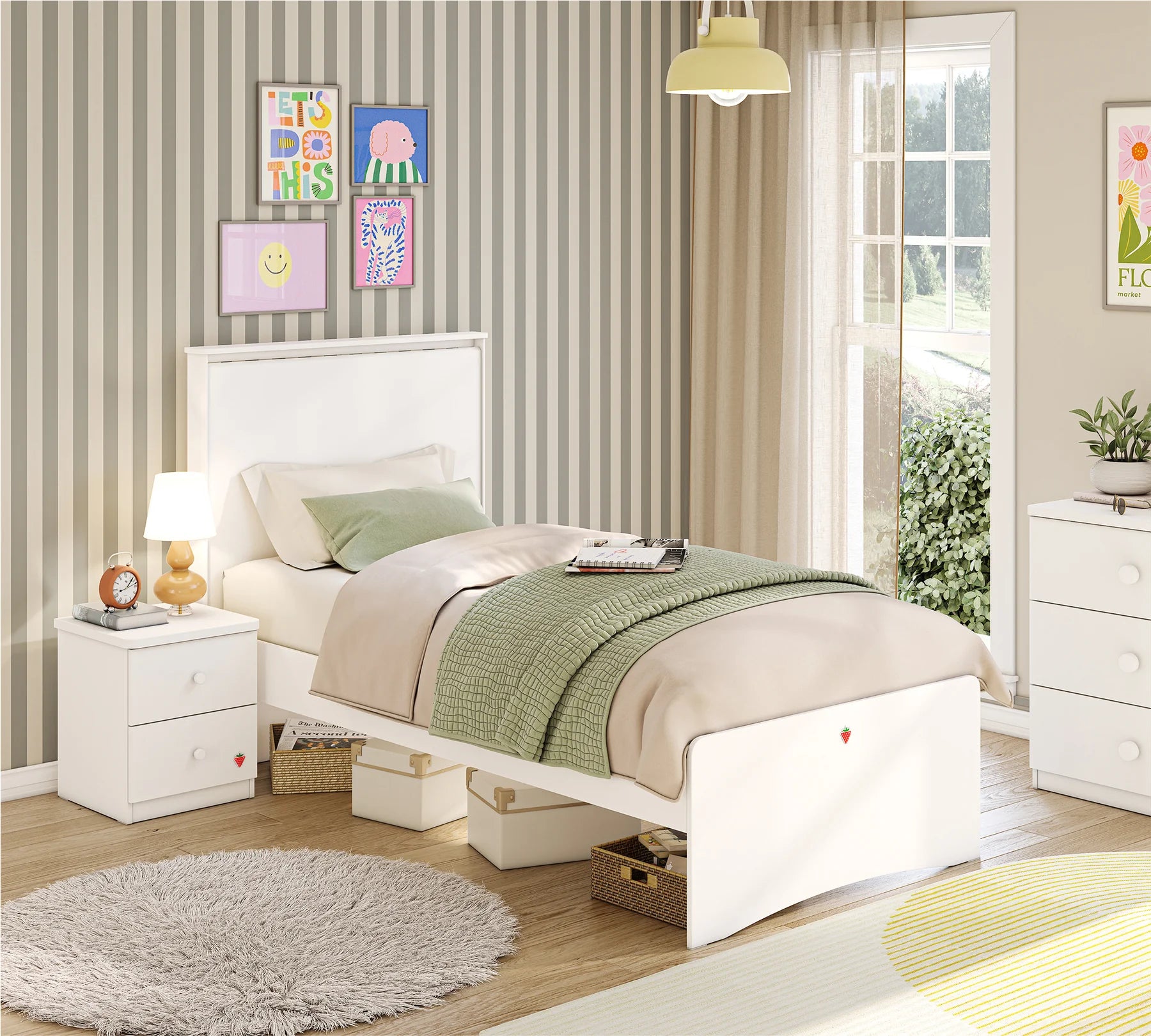 Легло «Varia White» + табла с USB зарядна станция