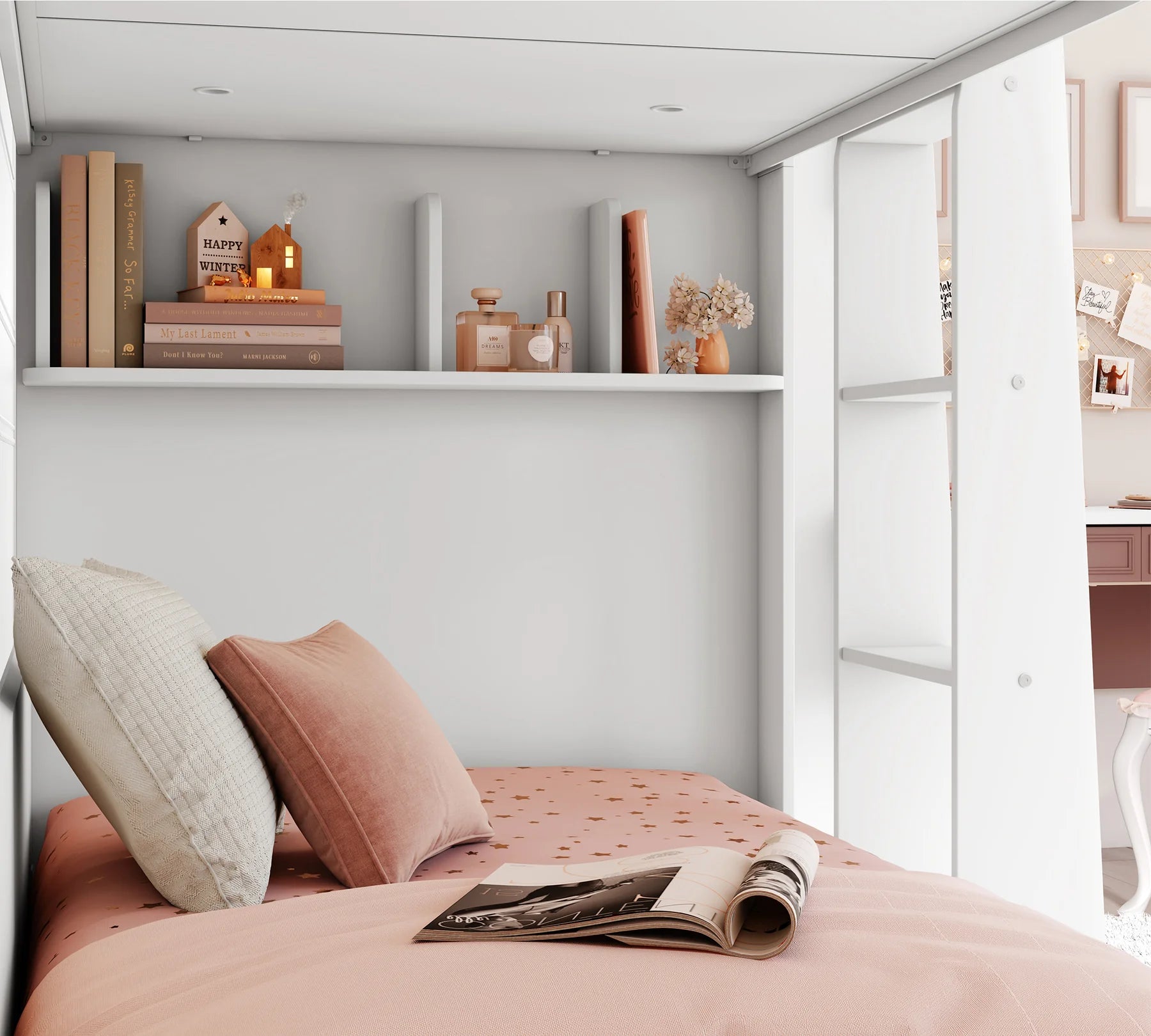 Двуетажно легло «Varia White» за матраци с размер 90x200см