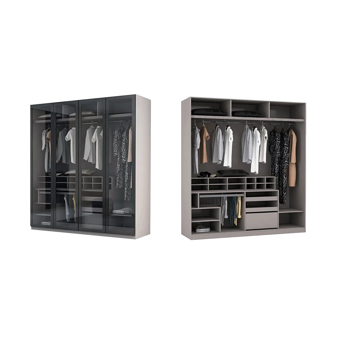 Модулен гардероб «Defne» - 4 модула, с осветление, стъклени врати