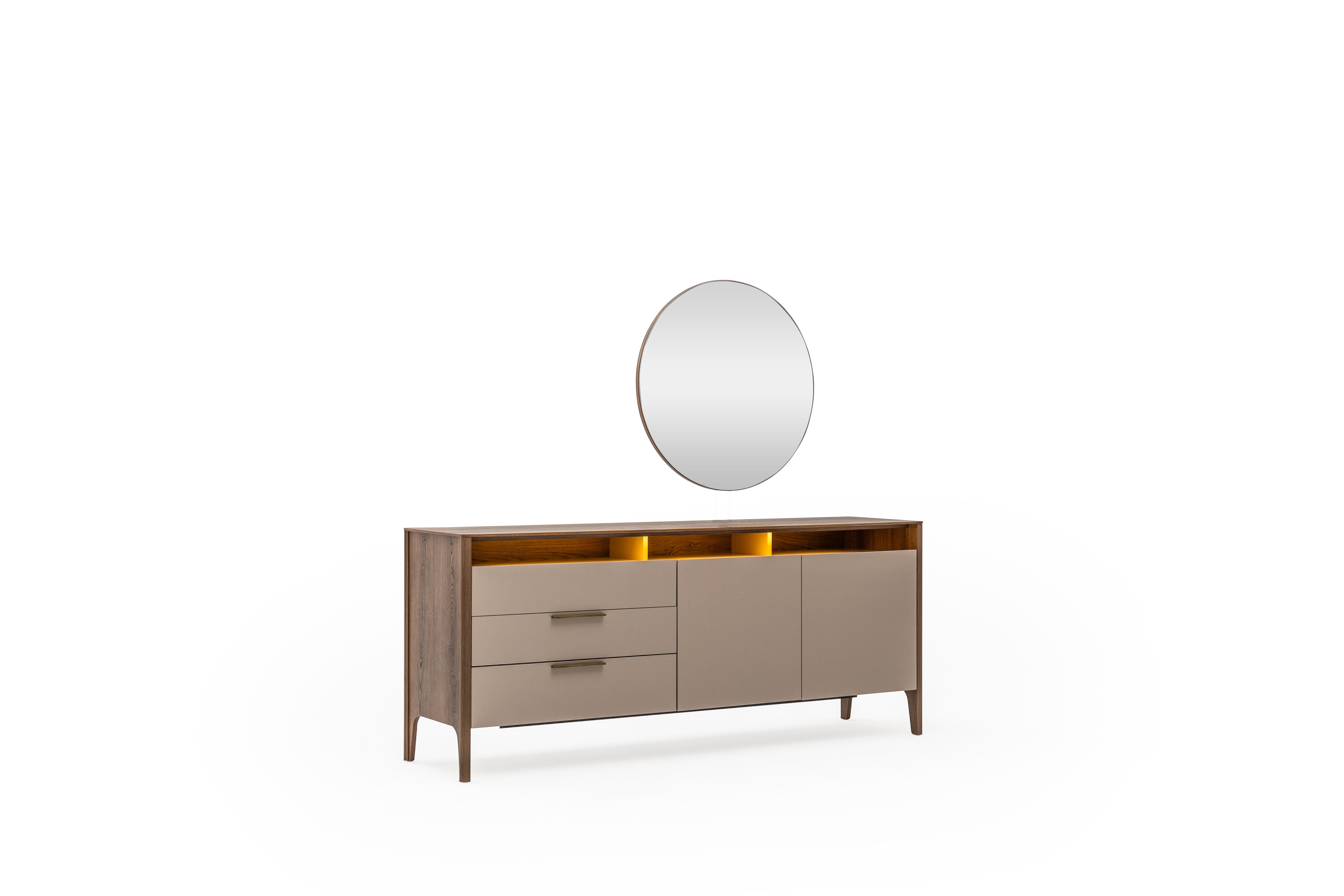 Бюфет «Tilsim» + огледало, с три чекмеджета, с LED осветление, размер 190х80х50см